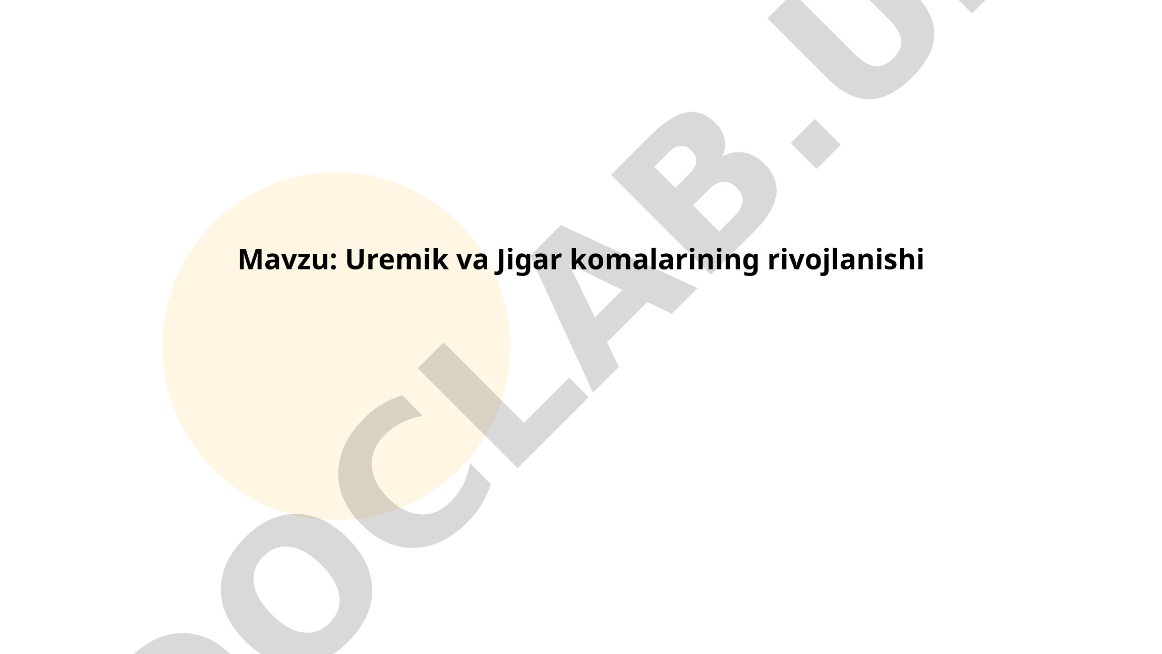 Uremik va Jigar komalarining rivojlanishi