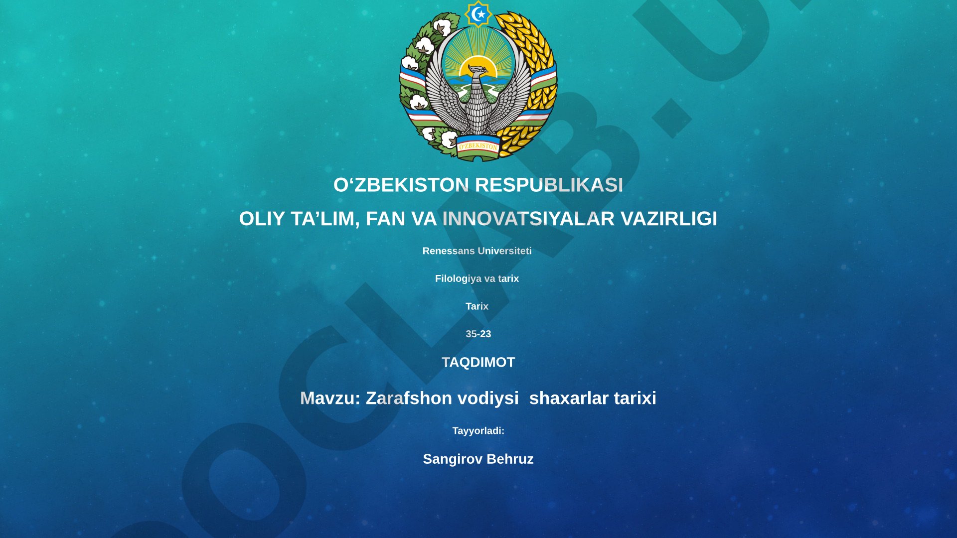 Zarafshon vodiysi shaxarlar tarixi