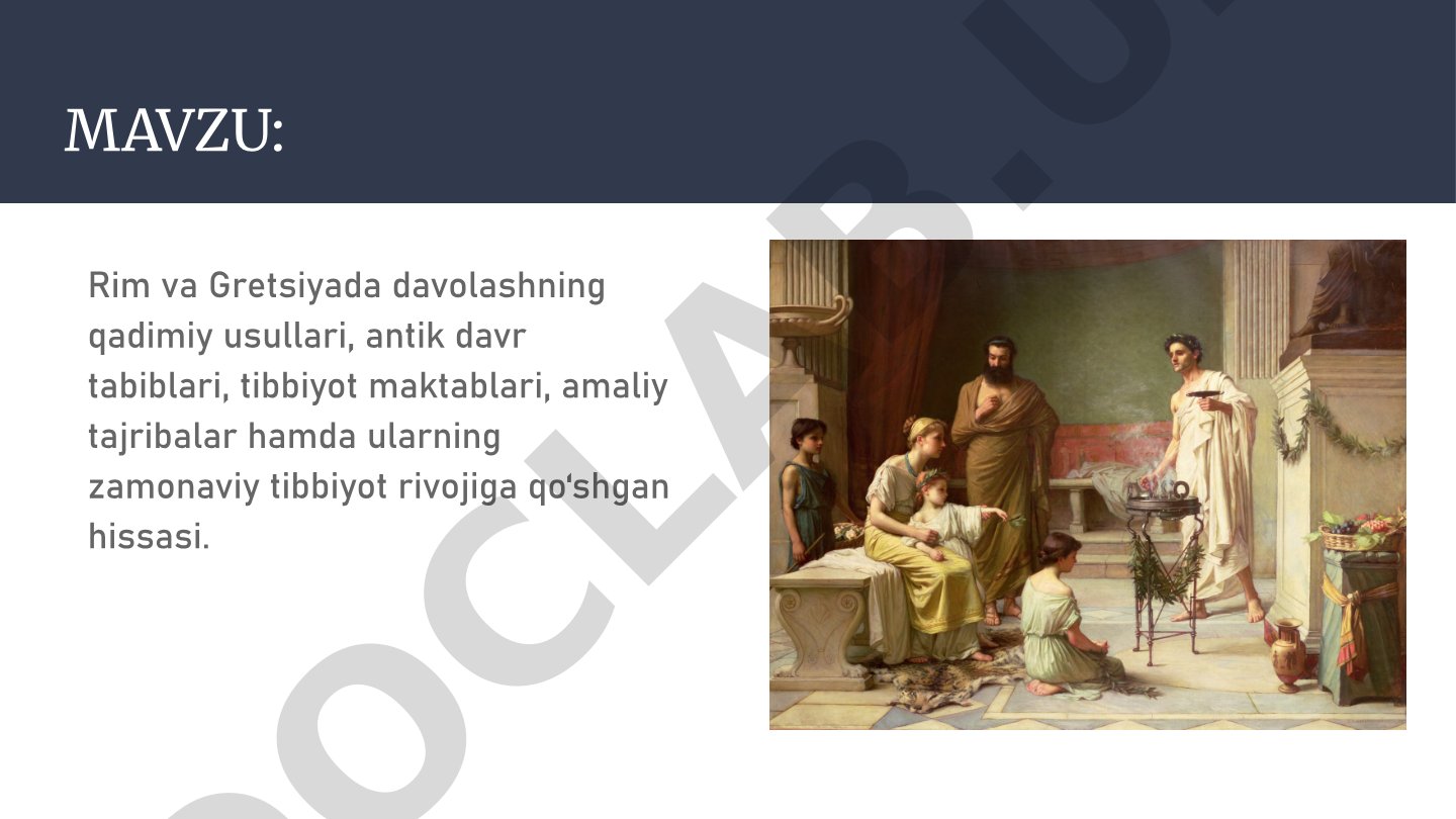 Rim va Gretsiyada davolashning qadimiy usullari