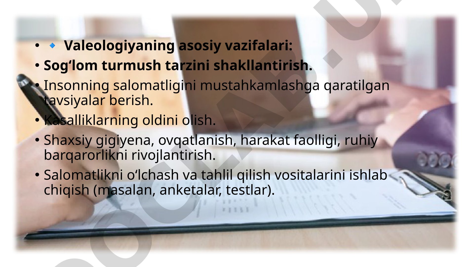 Aholi salomatligini o'rganishda anketalar tuzish