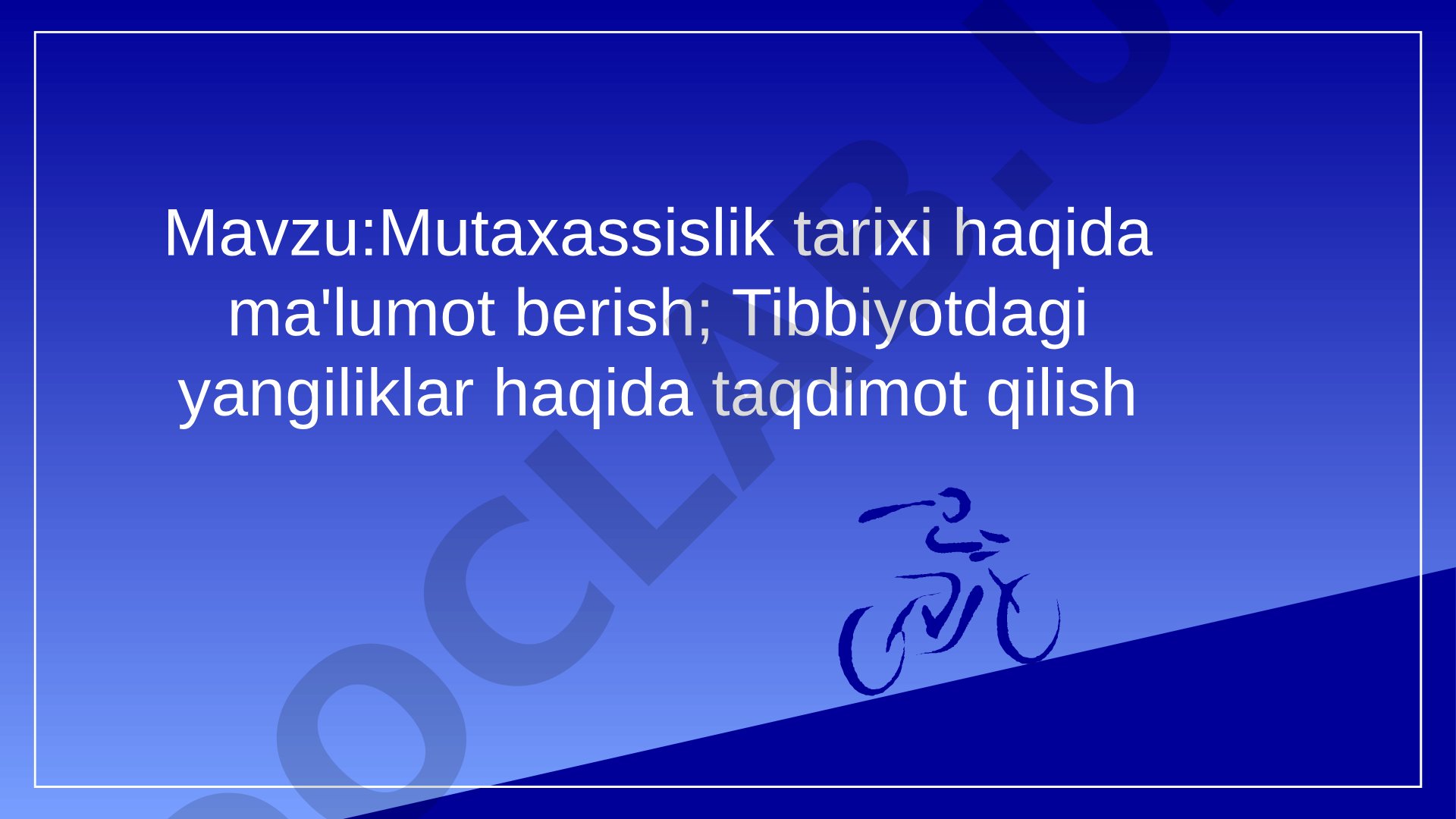 Mutaxassislik tarixi va tibbiyotdagi yangiliklar