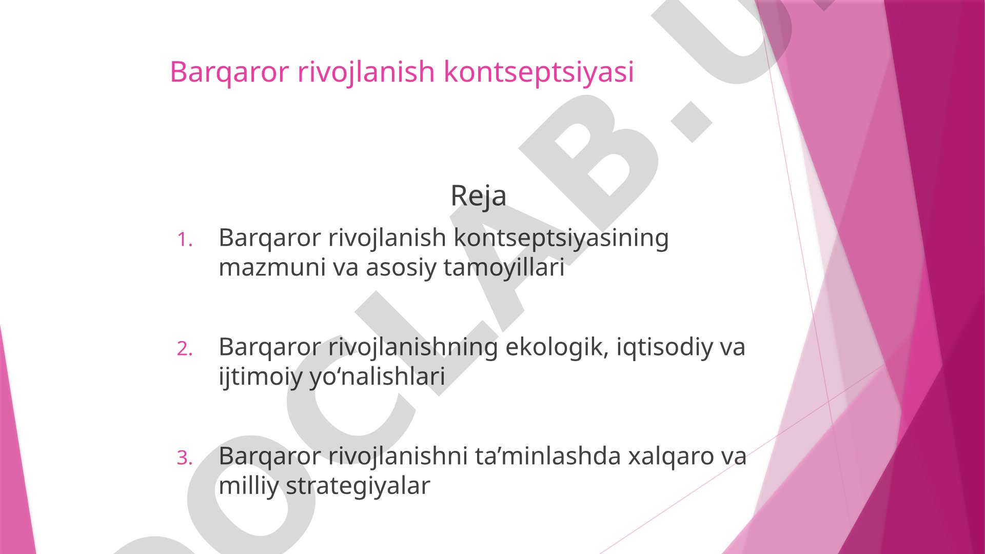 Barqaror rivojlanish kontseptsiyasi