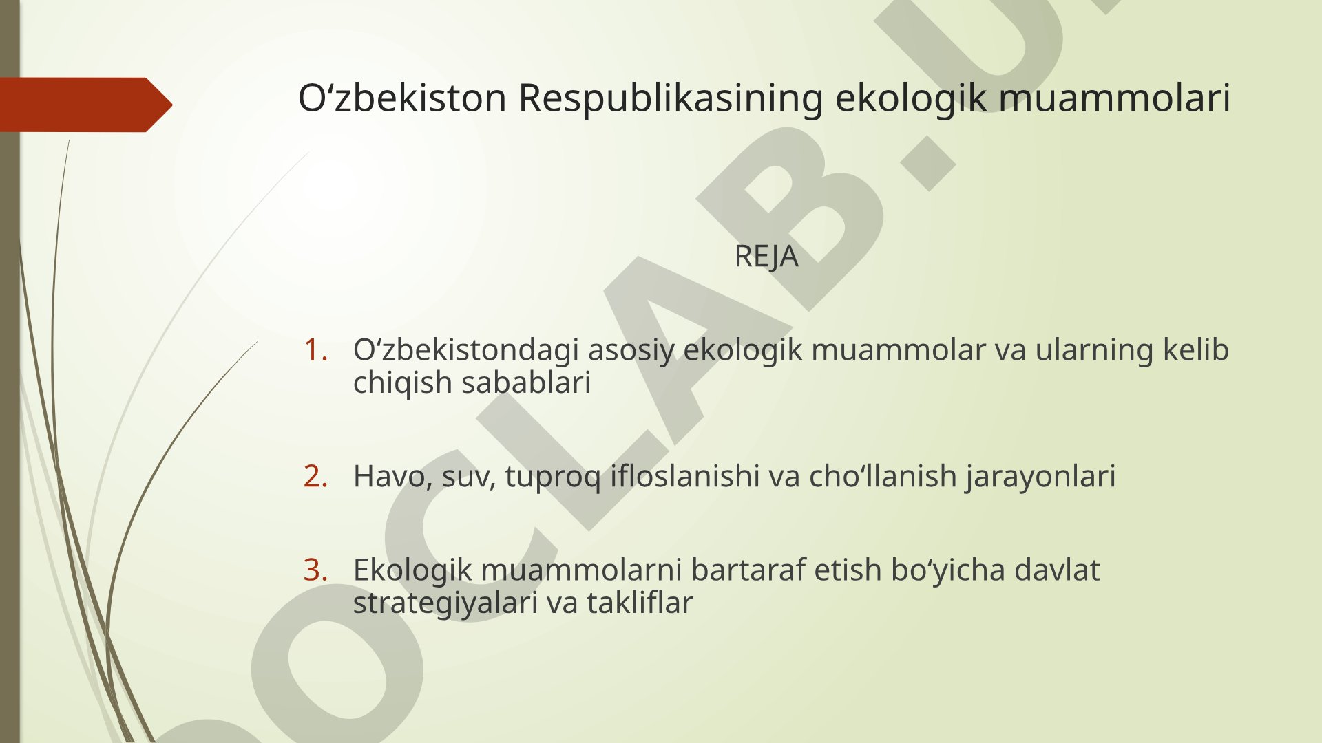 O‘zbekiston Respublikasining ekologik muammolari