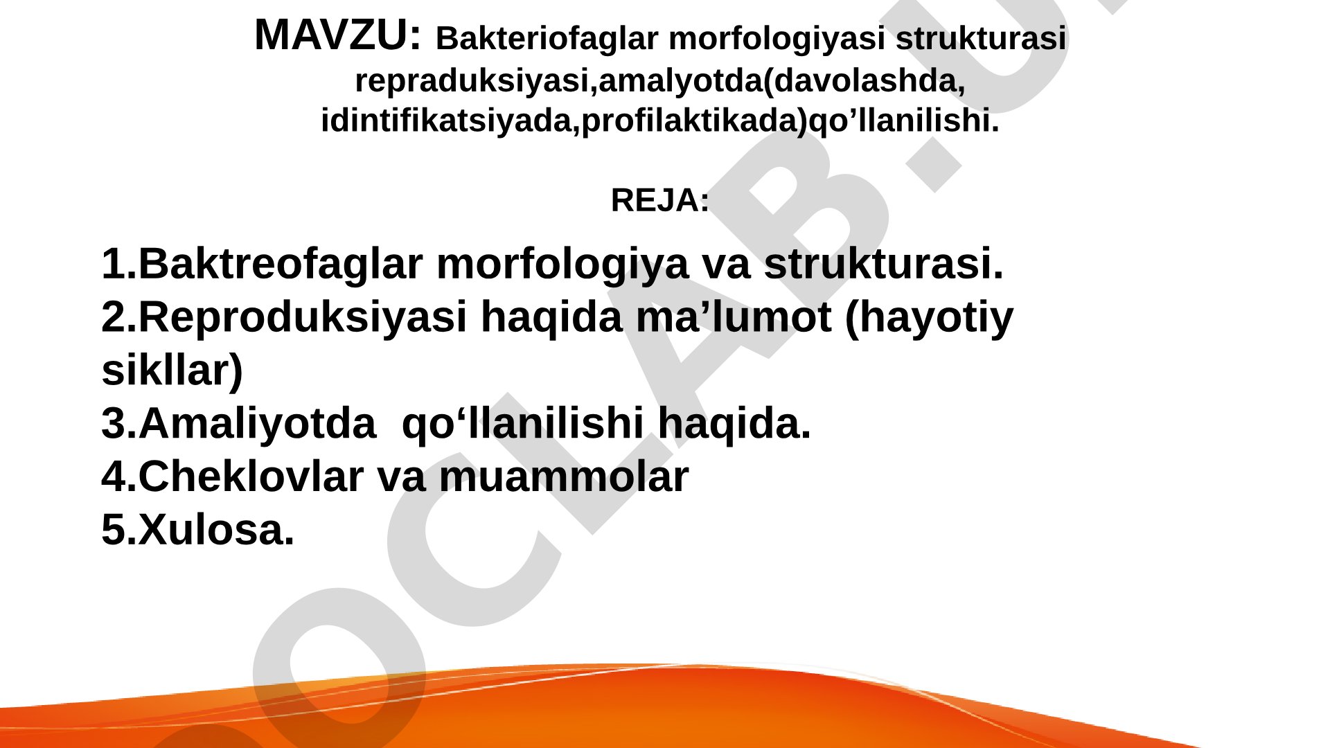 Bakteriofaglar morfologiyasi strukturasi reproduksiyasi va amaliyotda qo'llanilishi