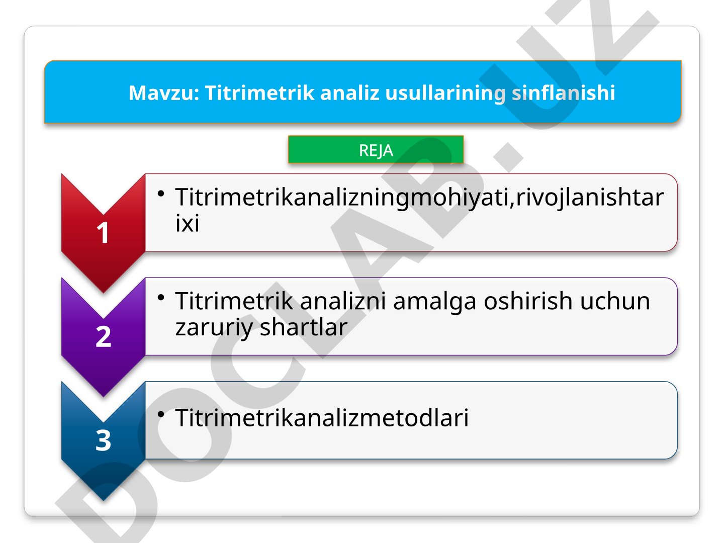 Titrimetrik analiz usullarining sinflanishi