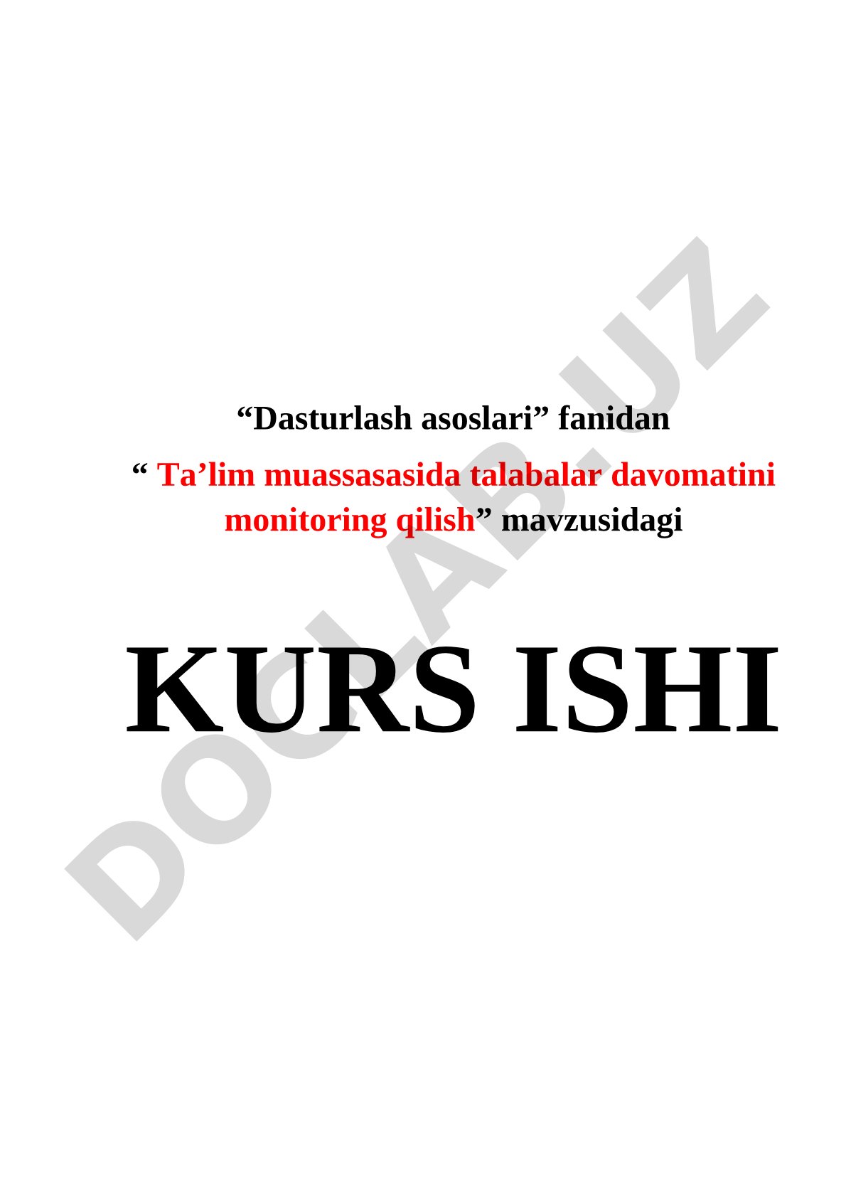 Ta'lim muassasasida talabalar davomatini monitoring qilish