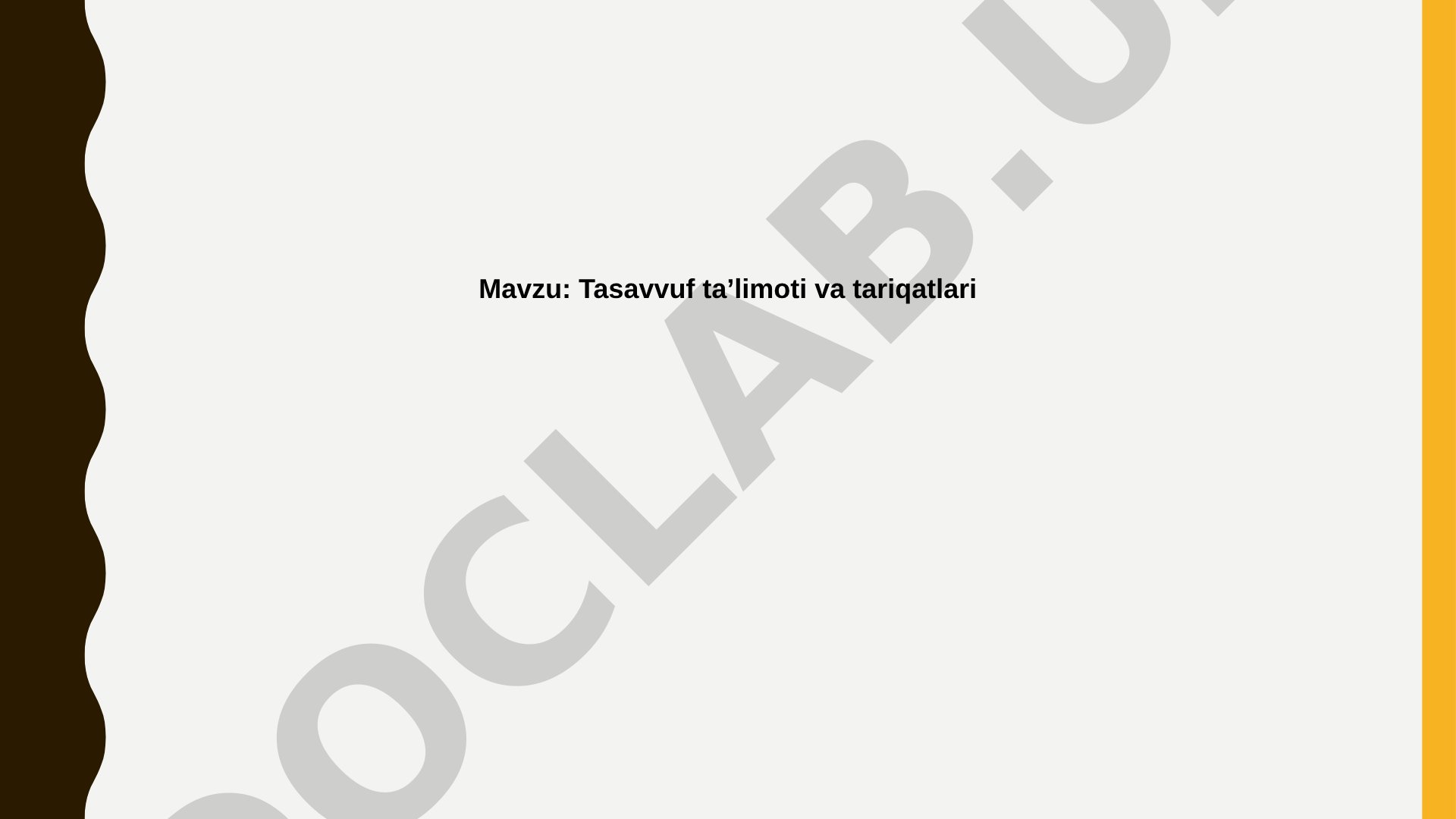 Tasavvuf ta’limoti va tariqatlari
