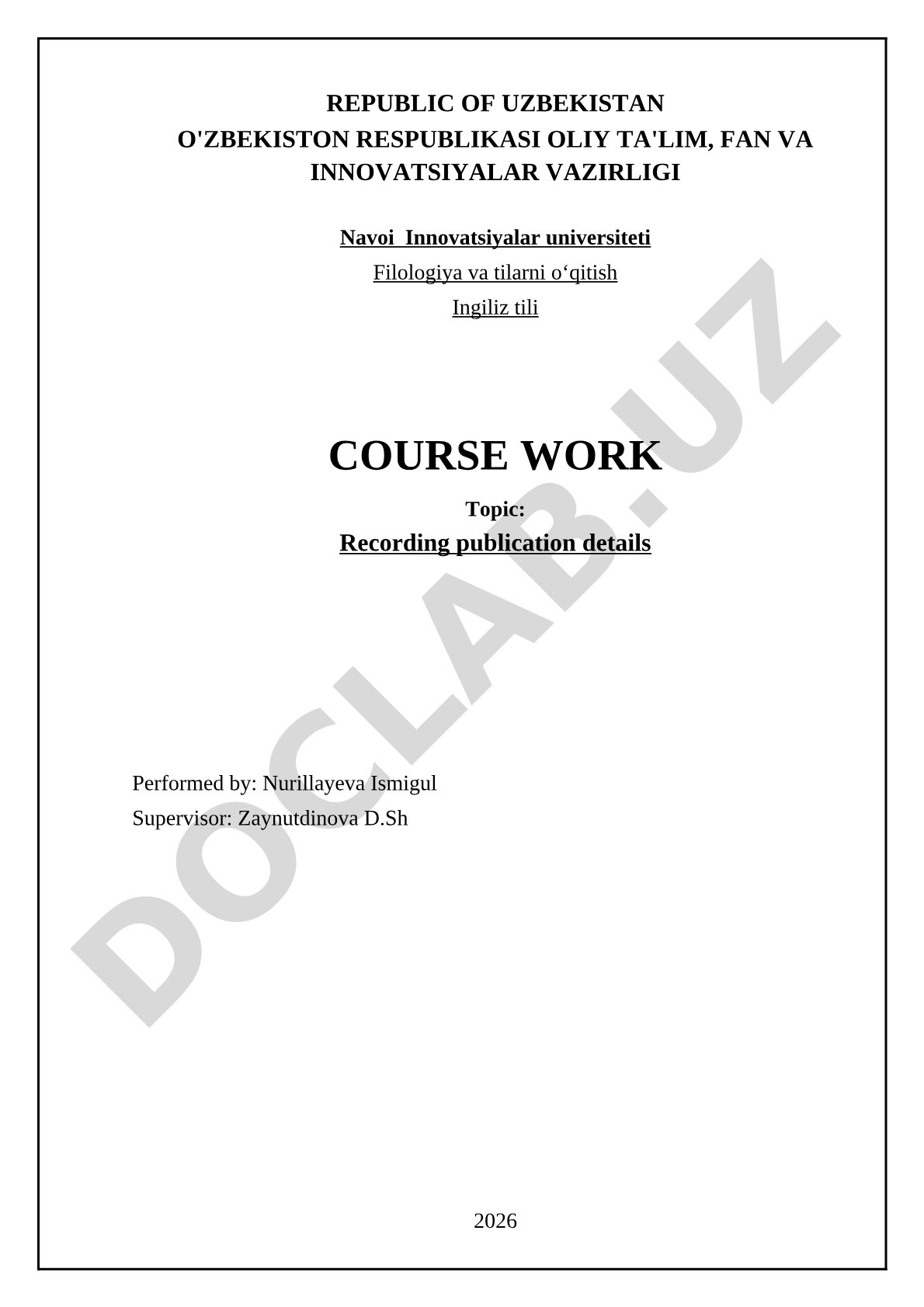 Recording publication details