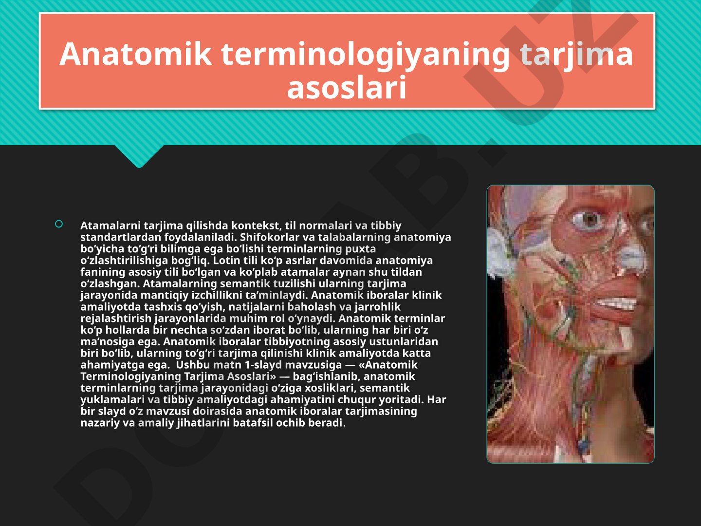 Anatomik terminologiyaning tarjima asoslari