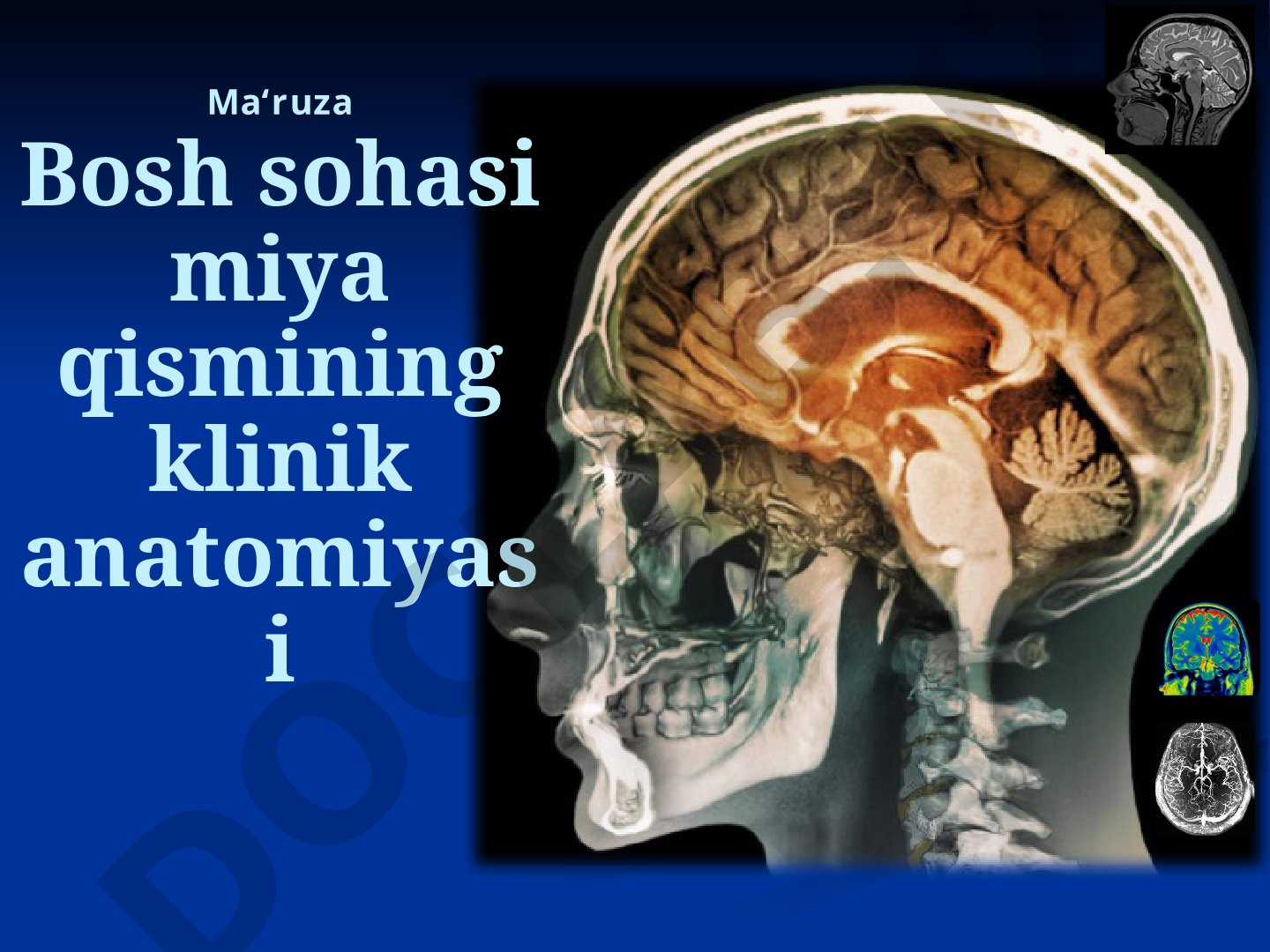 Bosh sohasi miya qismining klinik anatomiyasi