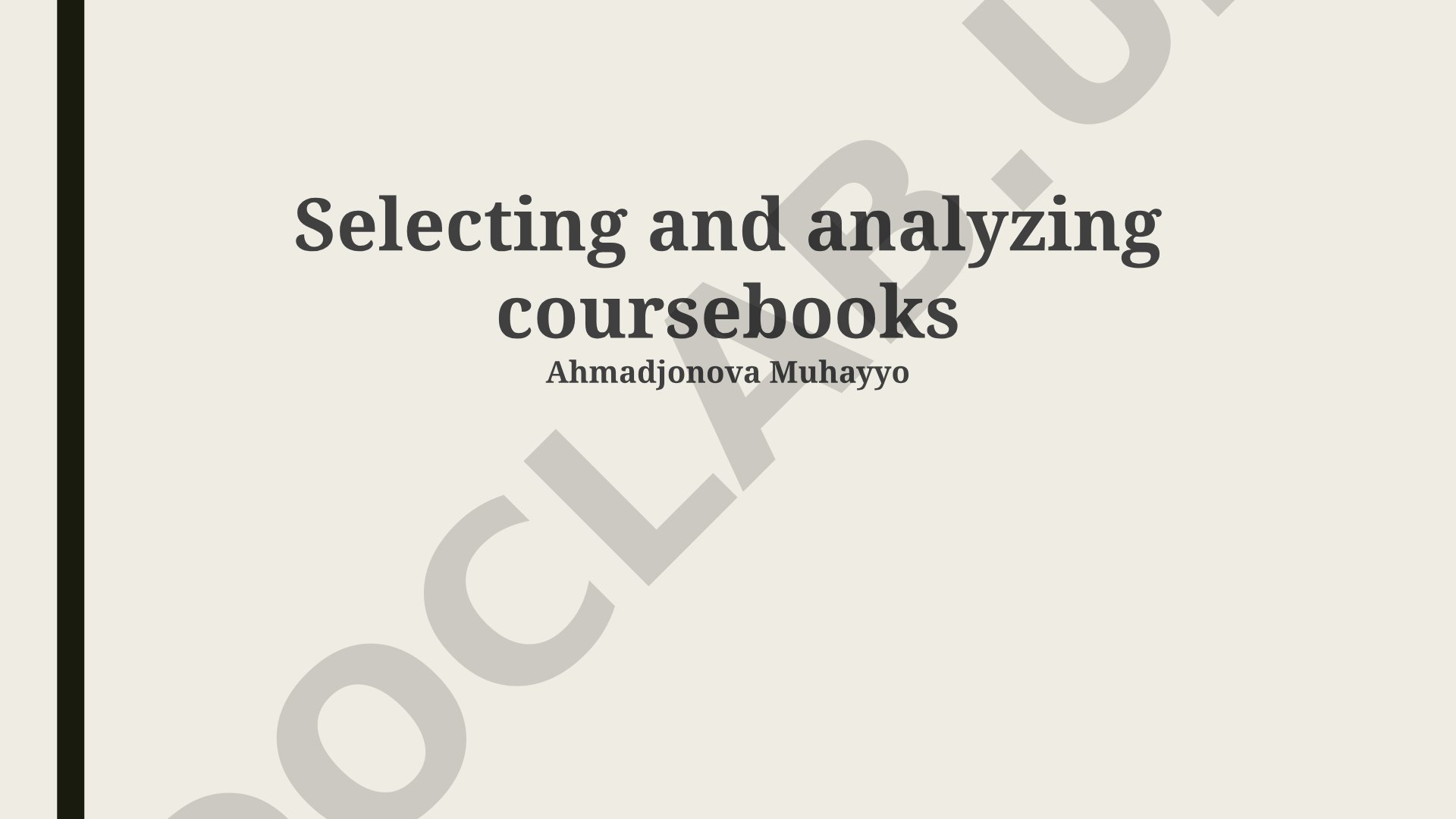 Selecting and analyzing coursebooks
