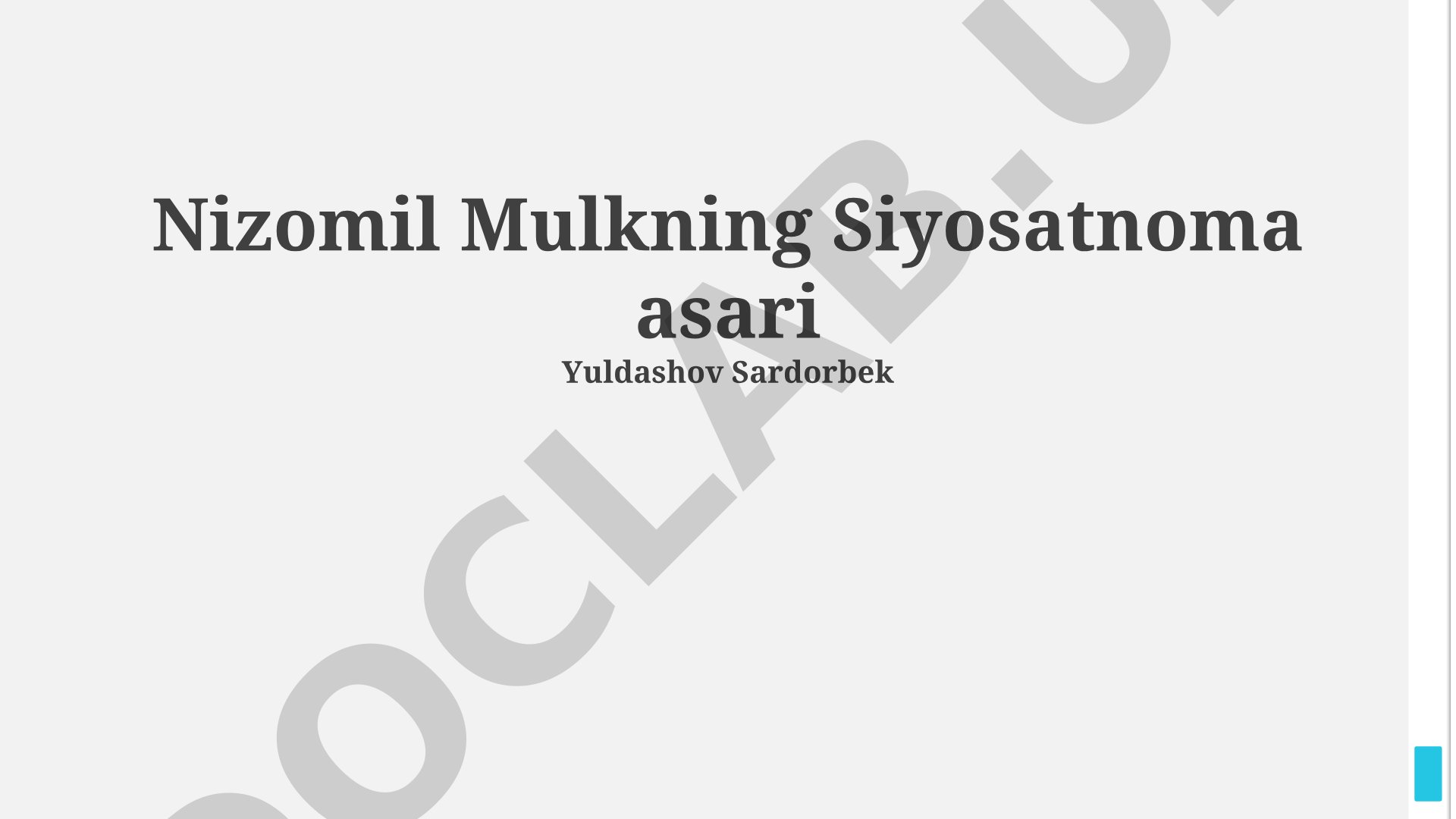 Nizomil Mulkning Siyosatnoma asari