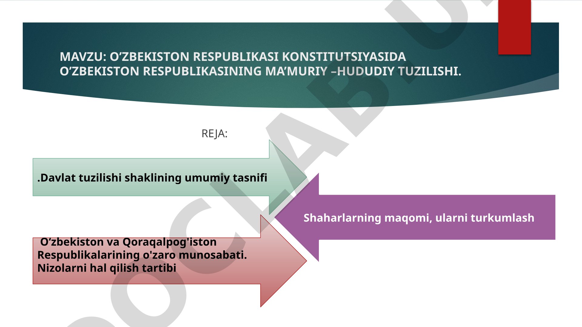 O‘zbekiston Respublikasi Konstitutsiyasida O‘zbekiston Respublikasining ma’muriy-hududiy tuzilishi