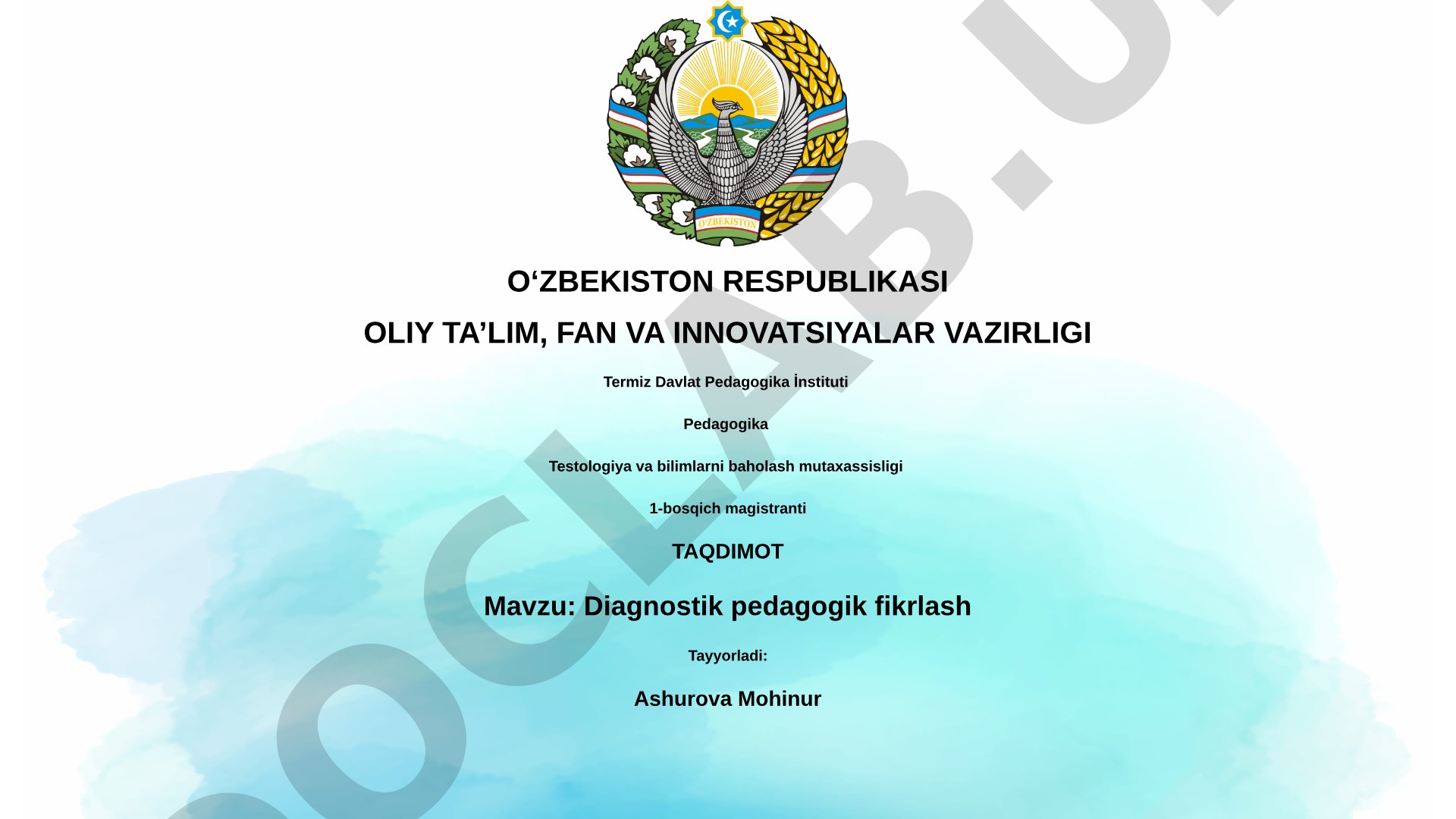 Diagnostik pedagogik fikrlash