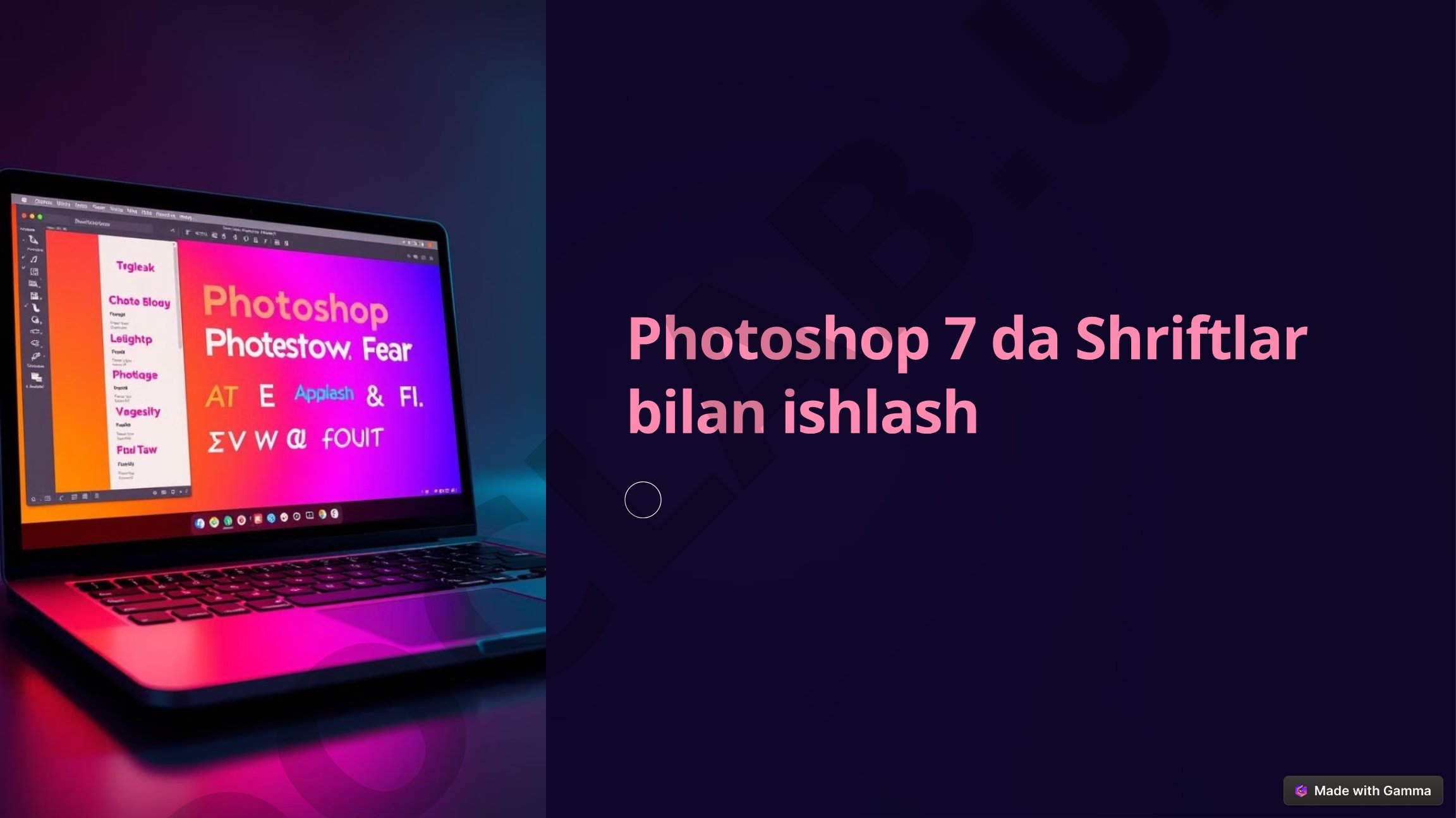 Photoshop 7 da Shriftlar bilan ishlash