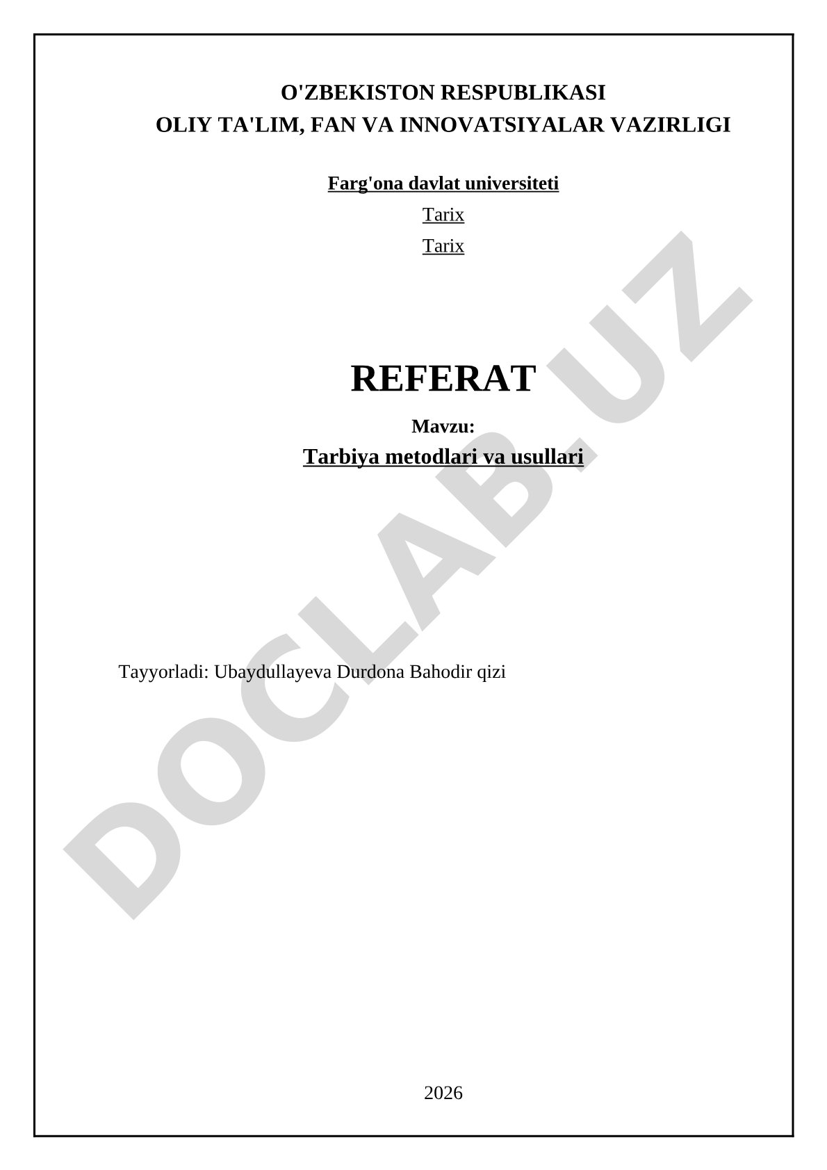 Tarbiya metodlari va usullari