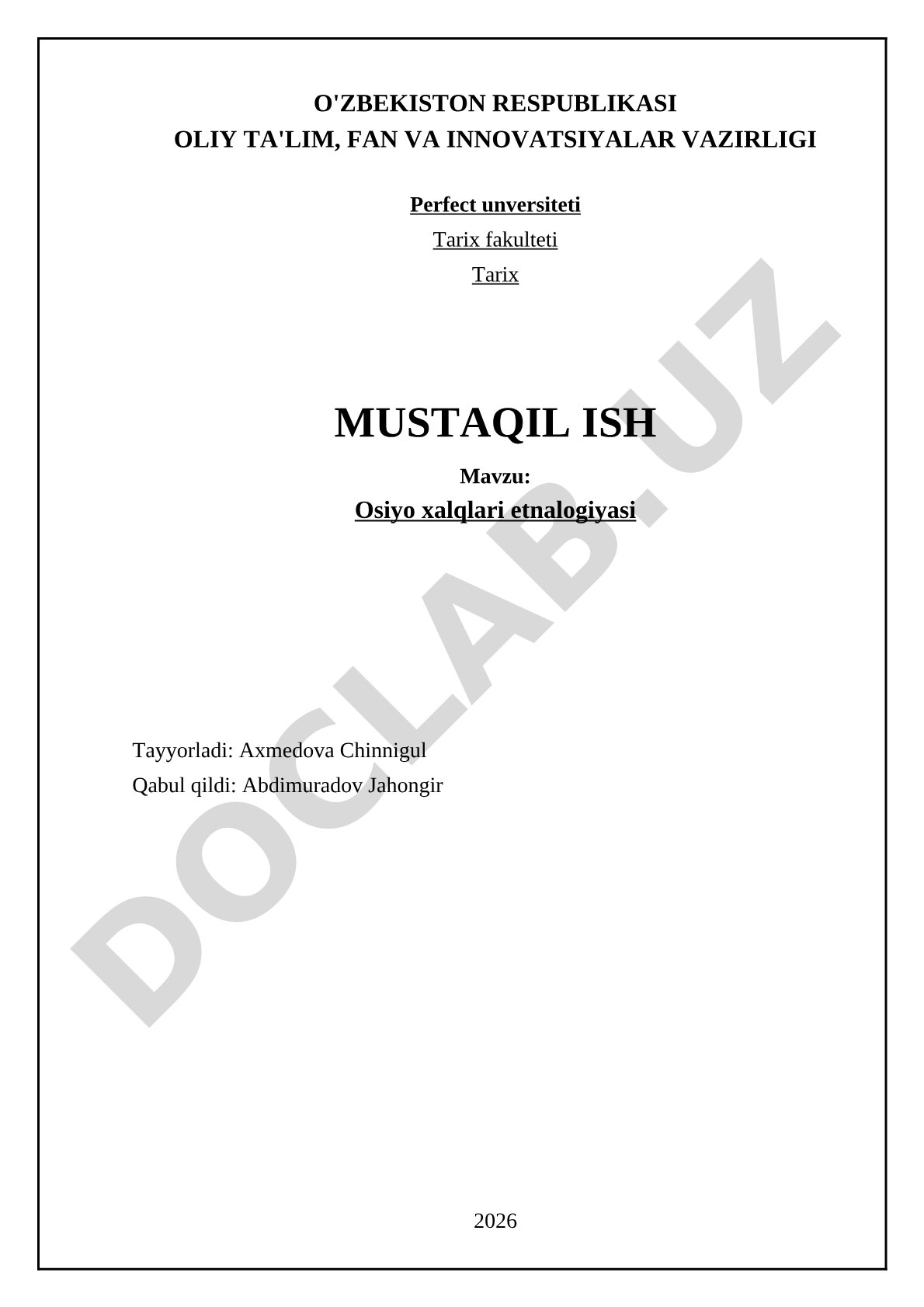 Osiyo xalqlari etnalogiyasi