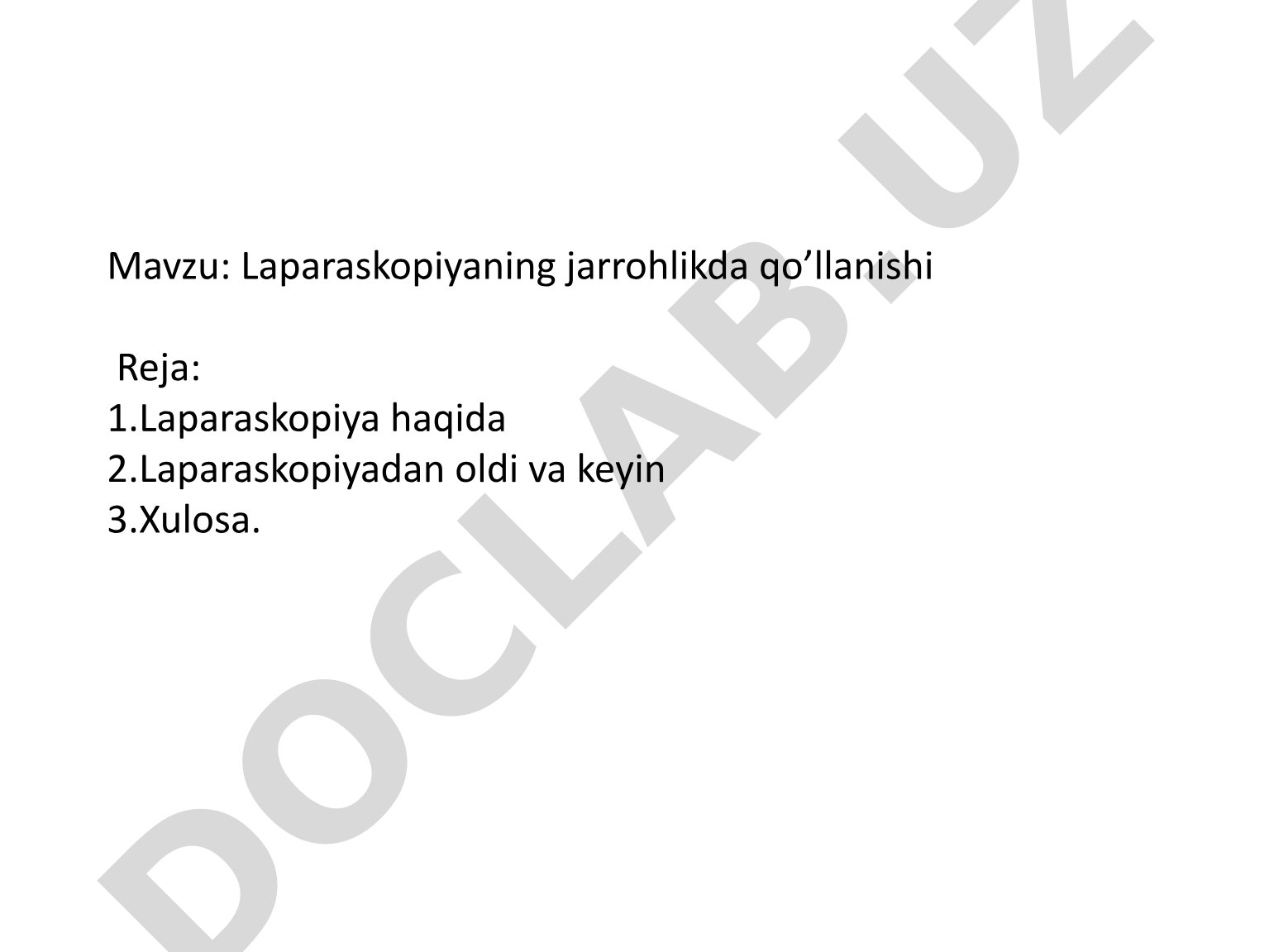 Laparaskopiyaning jarrohlikda qo'llanishi