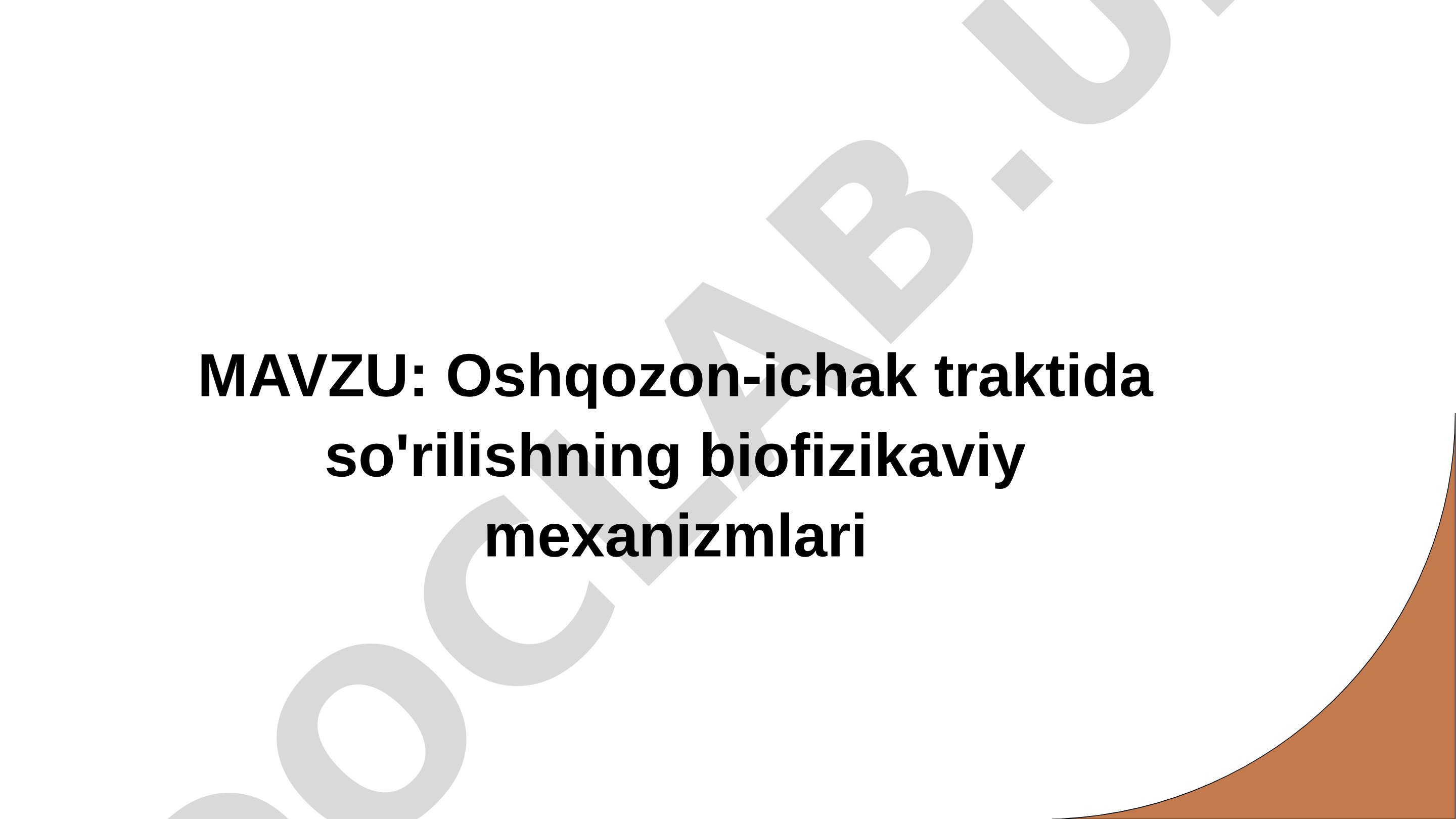 Oshqozon-ichak traktida so'rilishning biofizikaviy mexanizmlari