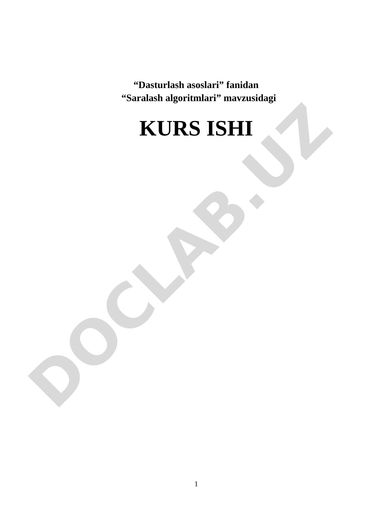 Kurs ishi C# va saralash algoritmlari nazariyasiga oid ma'lumotlarni o'z ichiga oladi