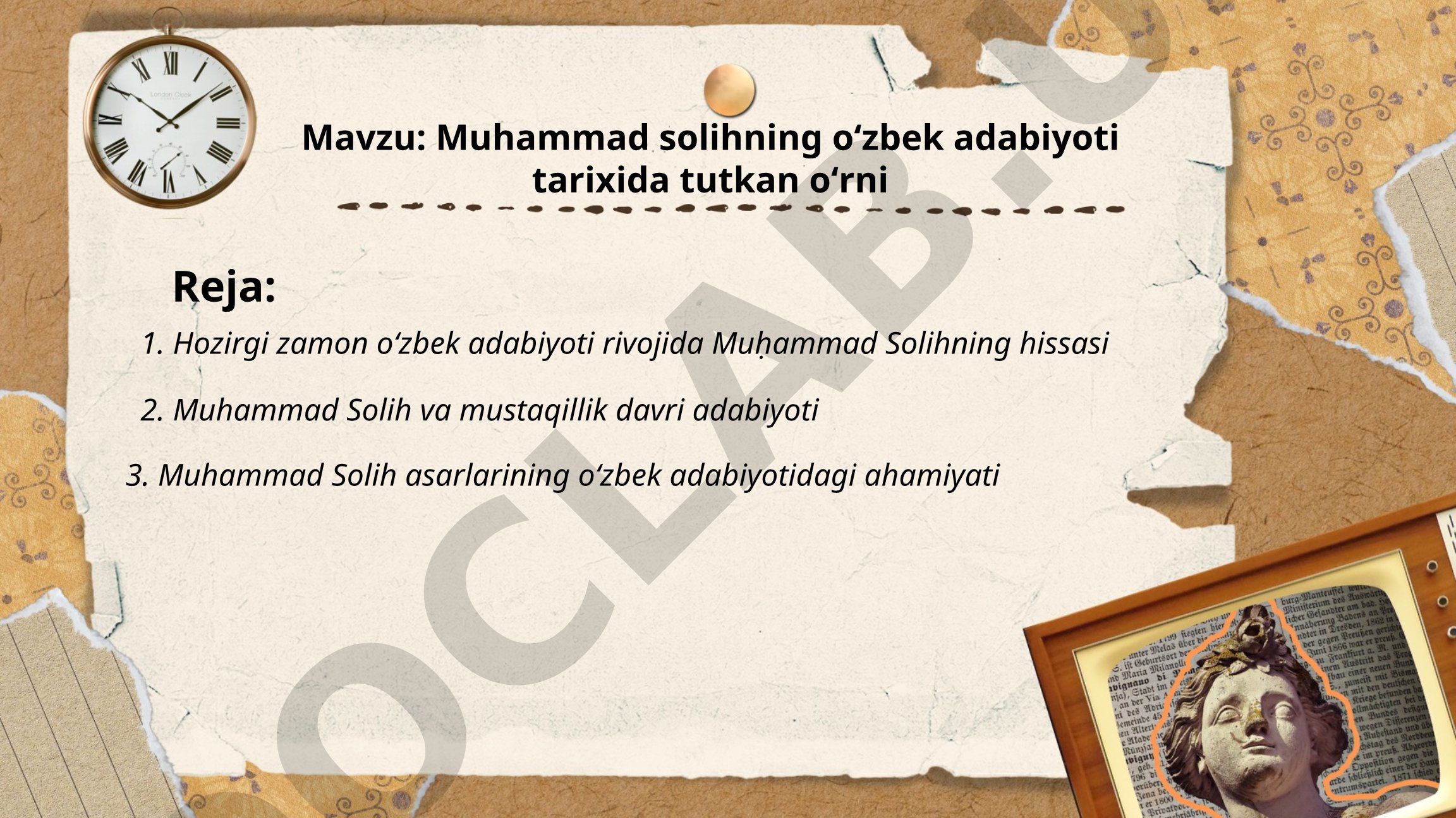 Muhammad solihning o'zbek adabiyoti tarixida tutkan o'rni