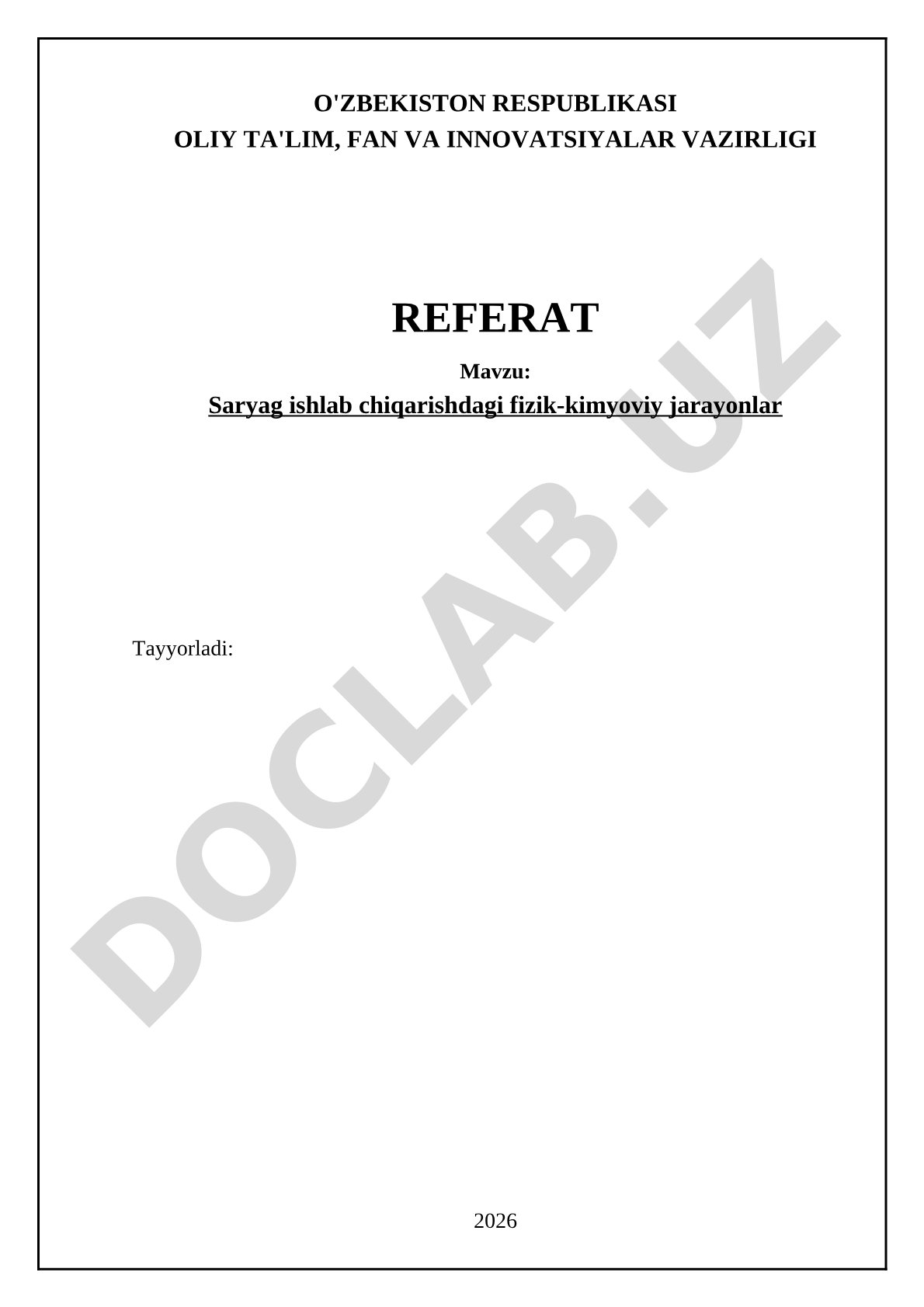 Saryag ishlab chiqarishdagi fizik-kimyoviy jarayonlar