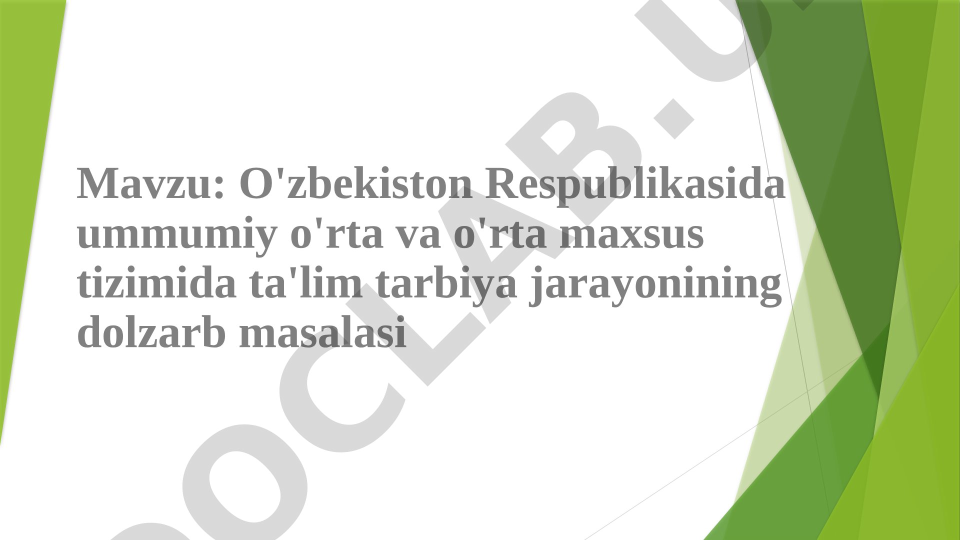 O'zbekiston Respublikasida ummumiy o'rta va o'rta maxsus tizimida ta'lim tarbiya jarayonining dolzarb masalasi