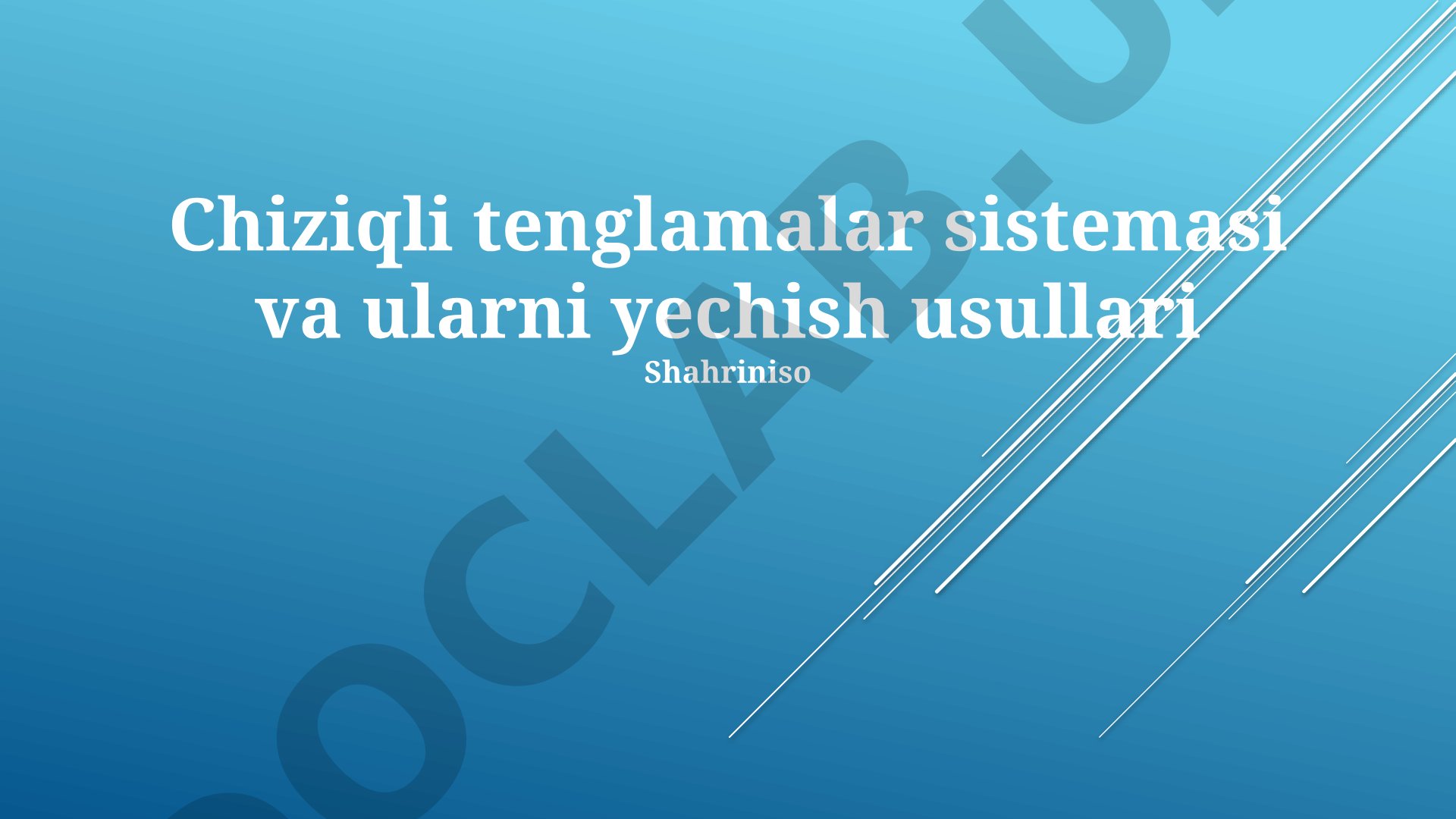 Chiziqli tenglamalar sistemasi va ularni yechish usullari