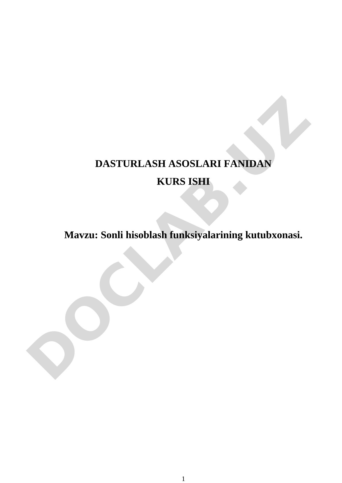 Sonli hisoblash funksiyalarining kutubxonasi