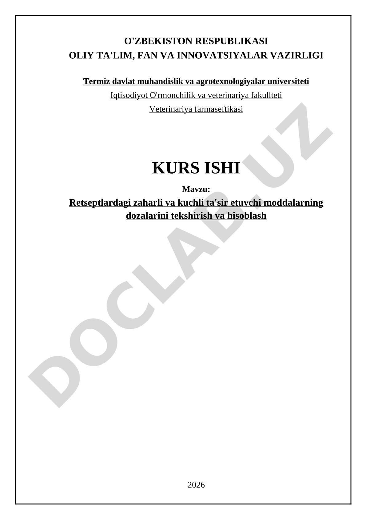 Retseptlardagi zaharli va kuchli ta'sir etuvchi moddalarning dozalarini tekshirish va hisoblash