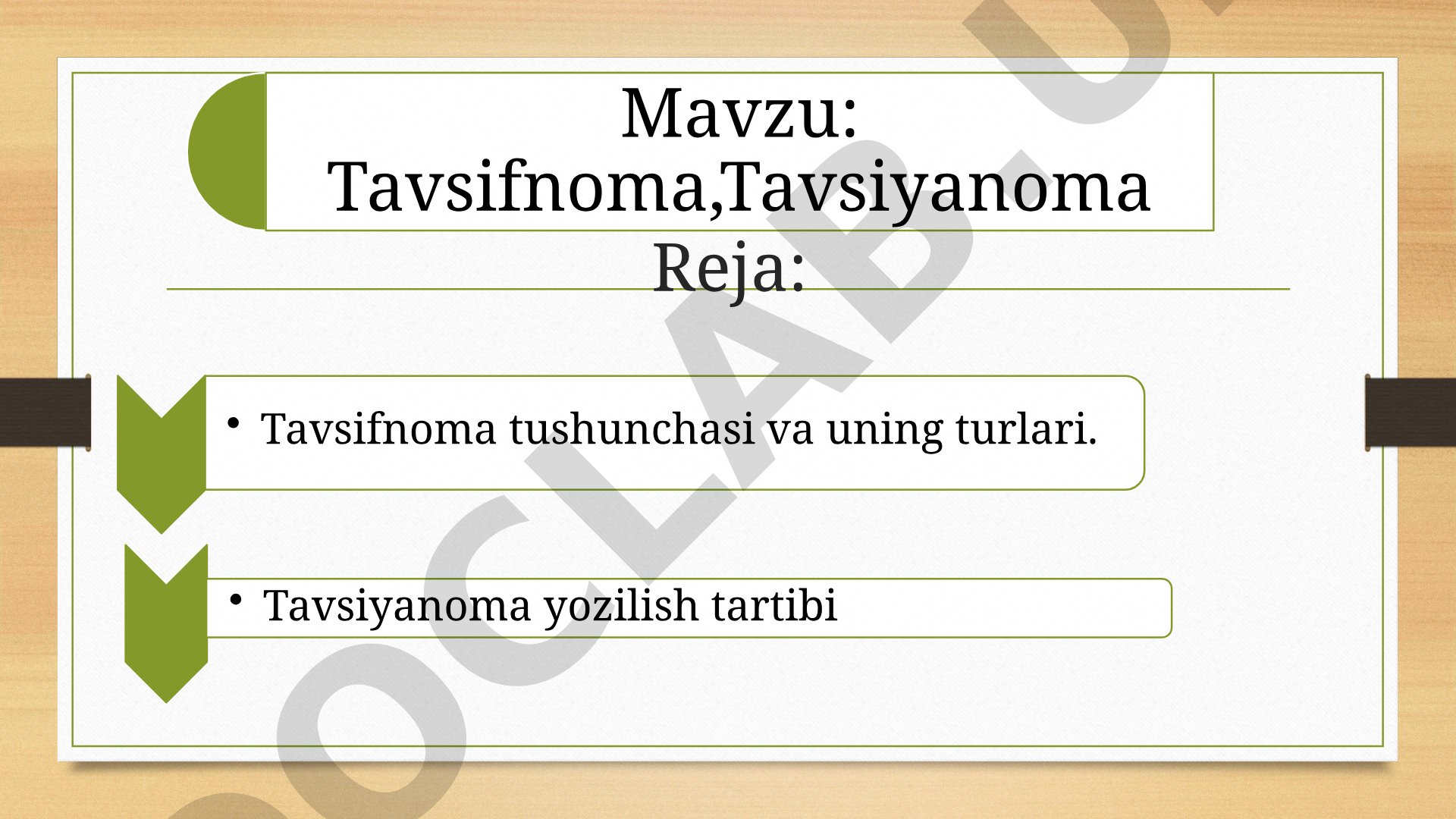 Tavsifnoma tushunchasi va uning turlari