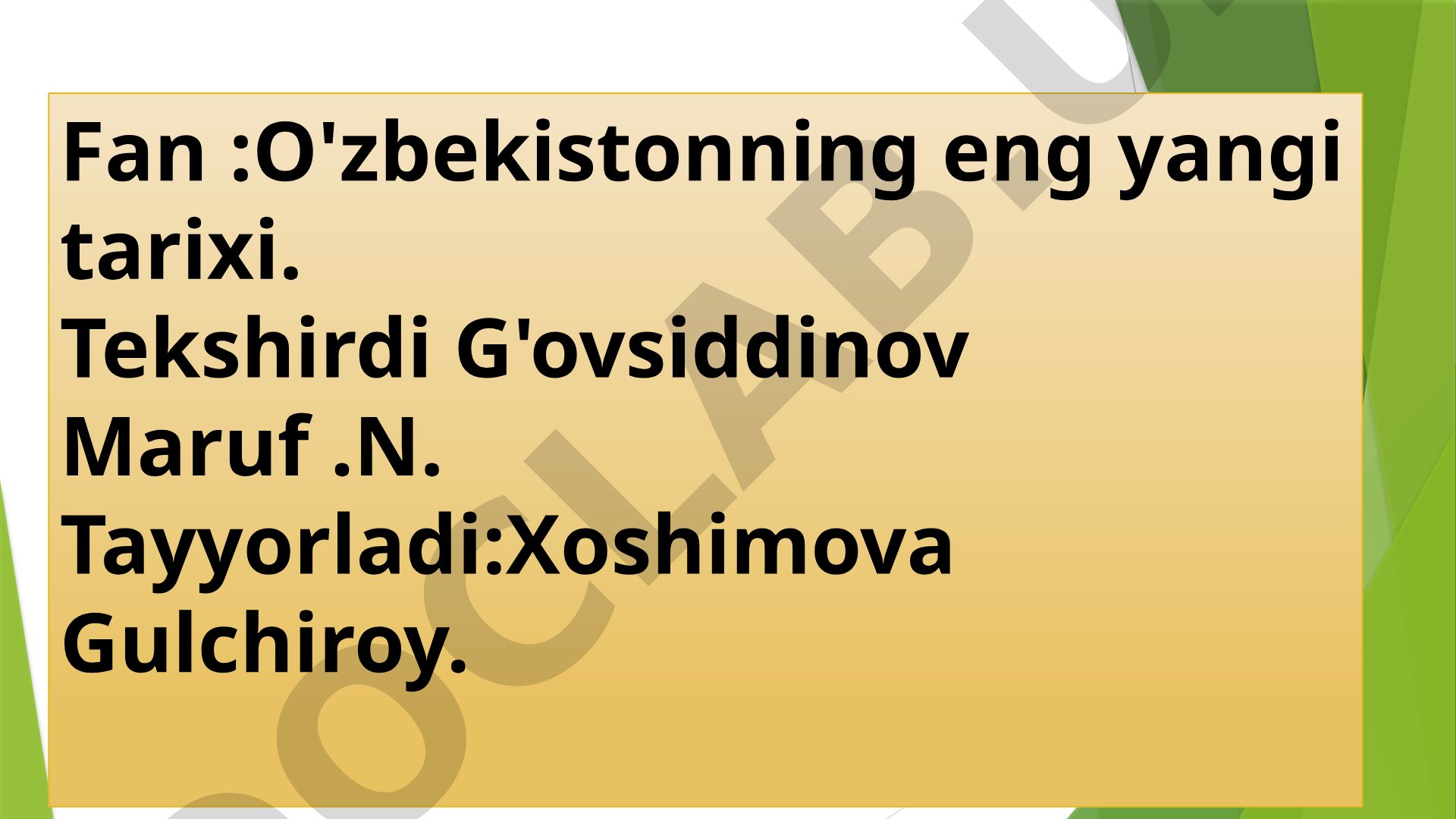Yangi O'zbekistonda amalga oshirilayotgan islohotlar