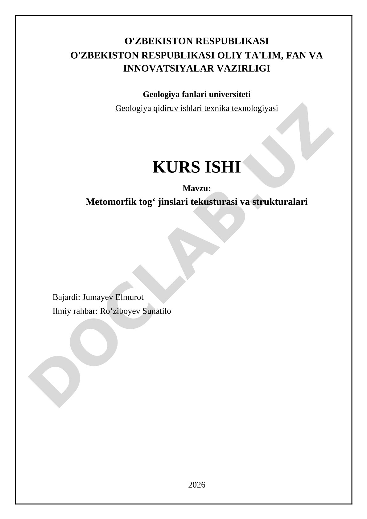Metamorfik togʻ jinslari teksturasi va strukturalari