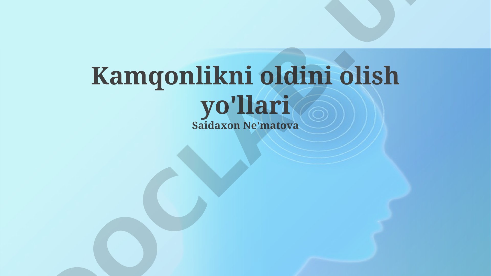 Kamqonlikni oldini olish yo'llari
