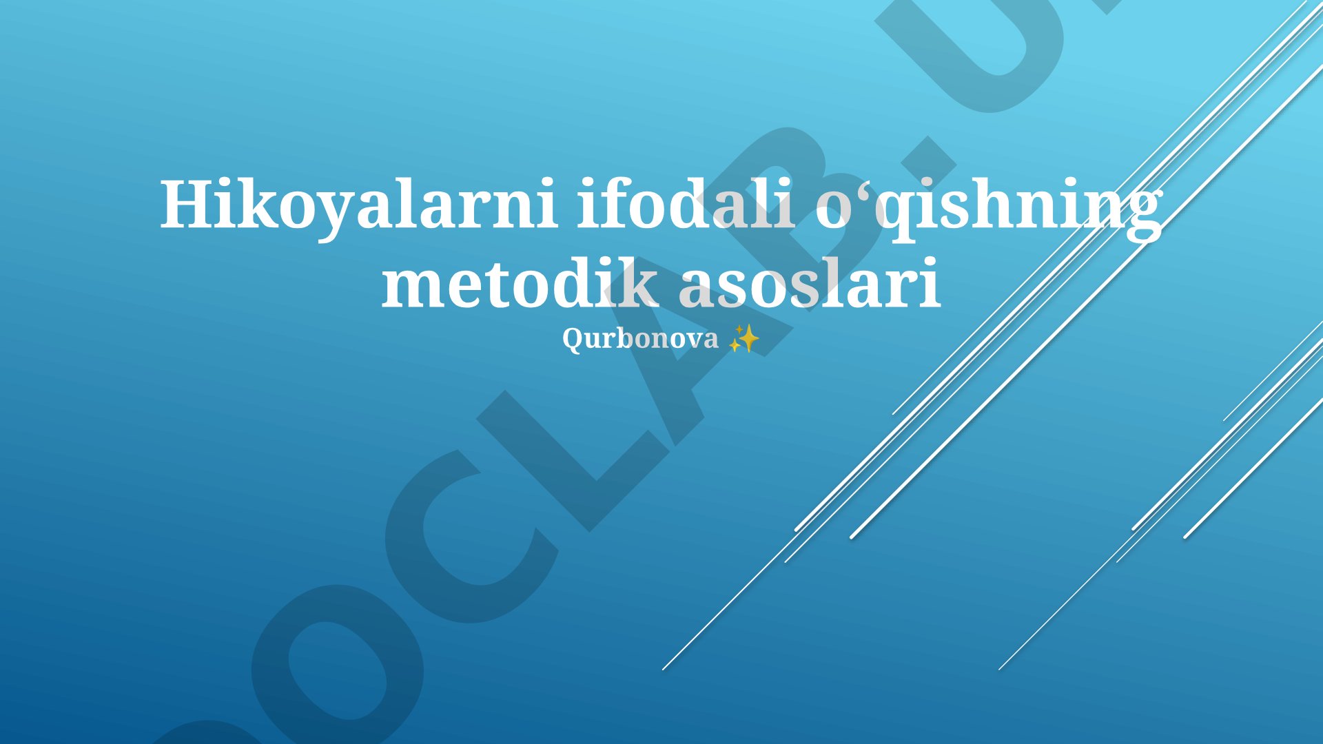 Hikoyalarni ifodali o'qishning metodik asoslari