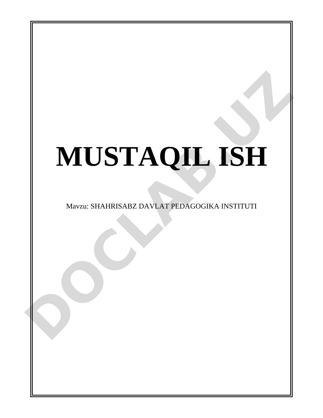 SHAHRISABZ DAVLAT PEDAGOGIKA INSTITUTI