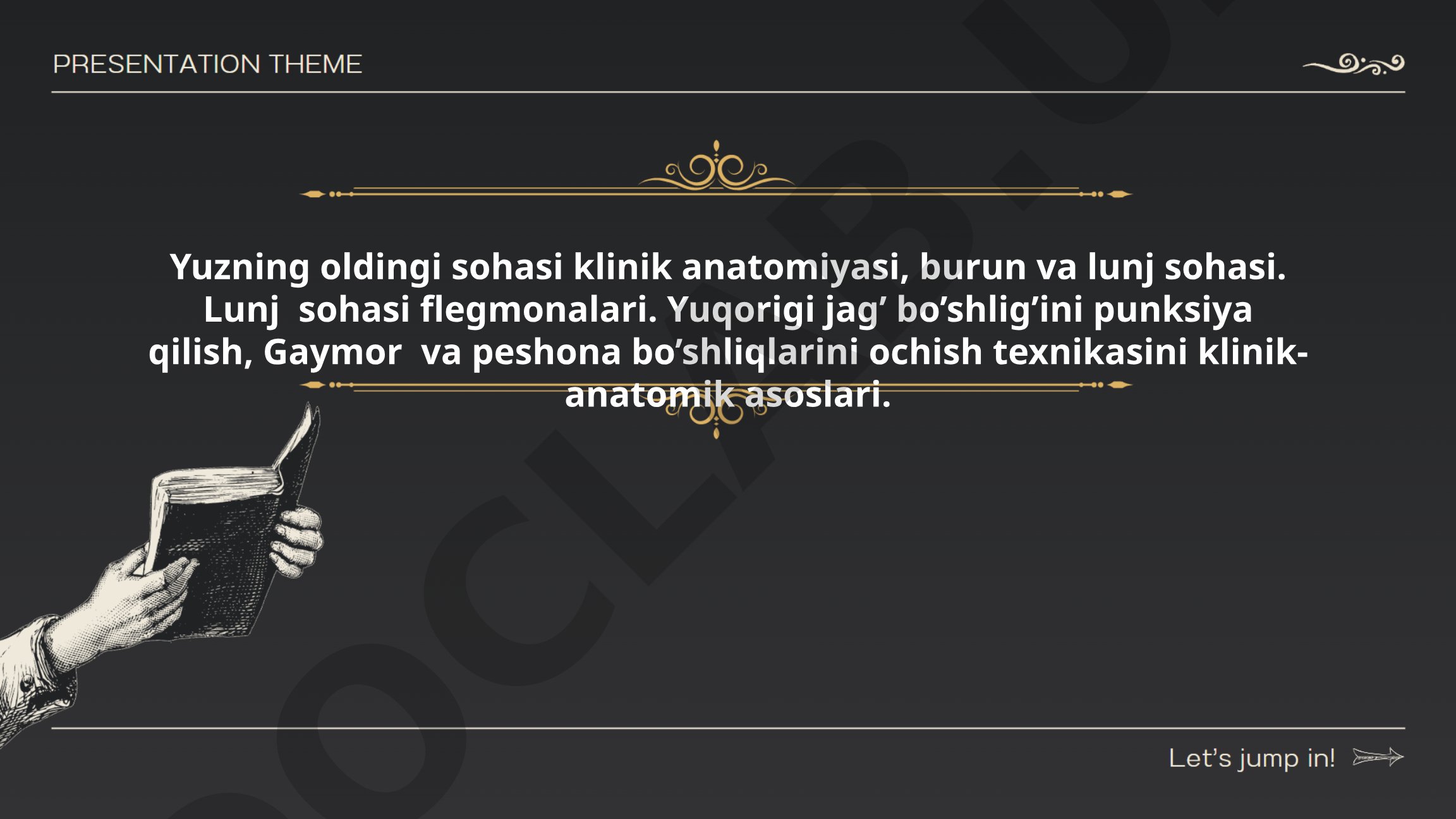 Yuzning oldingi sohasi klinik anatomiyasi: burun va lunj sohasi