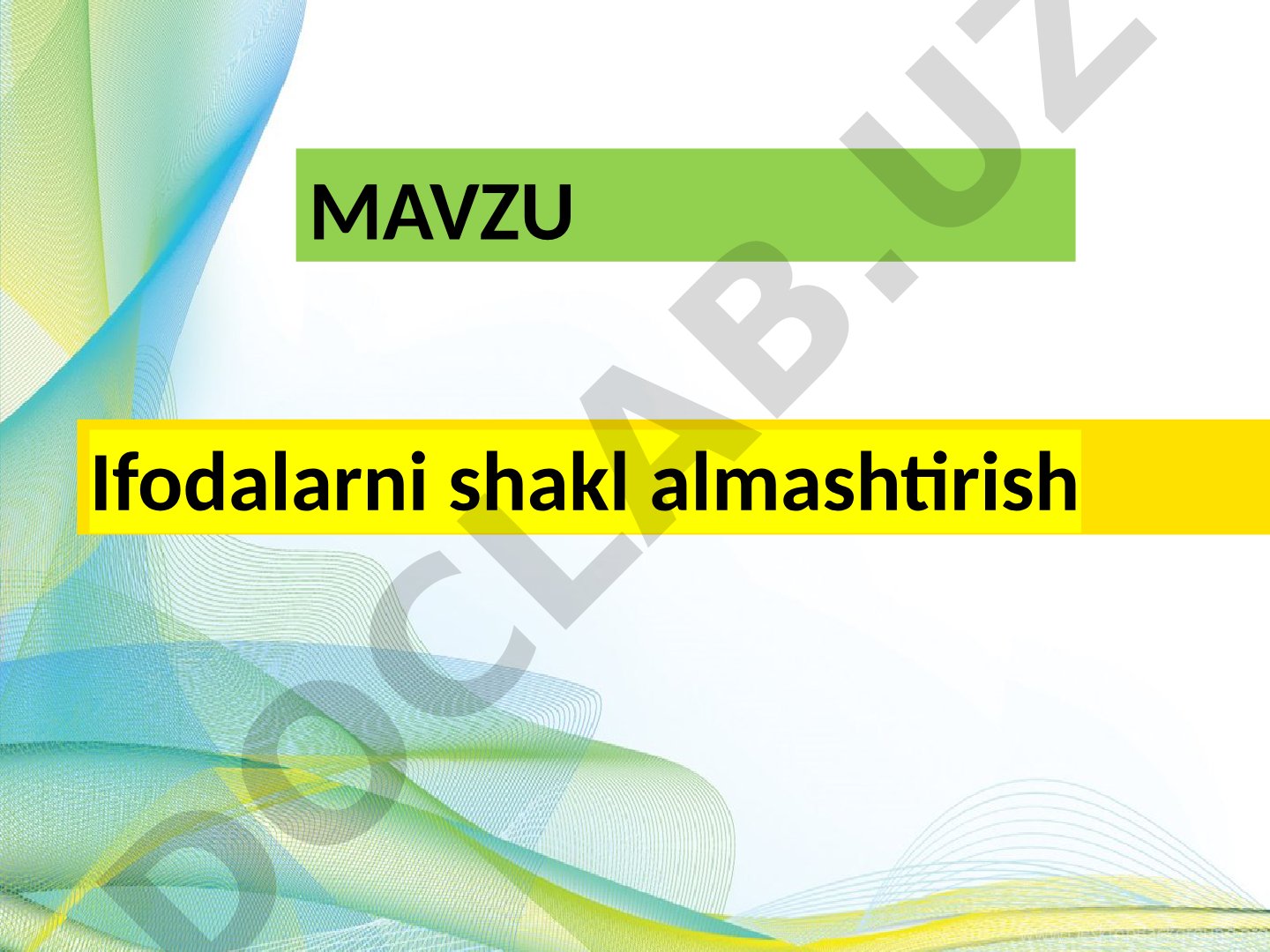 Ifodalarni shakl almashtirish nazariyasi va amaliyoti, matematik misollar bilan