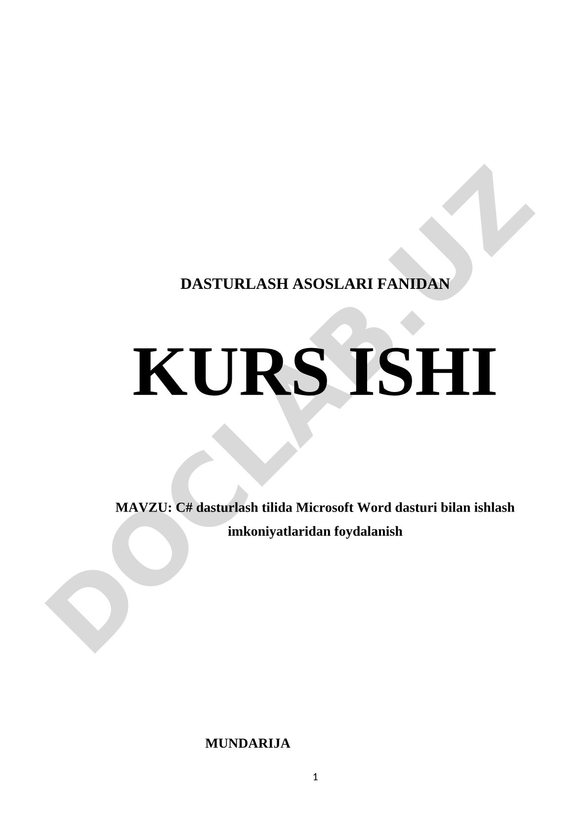 C# dasturlash tilida Microsoft Word dasturi bilan ishlash imkoniyatlaridan foydalanish