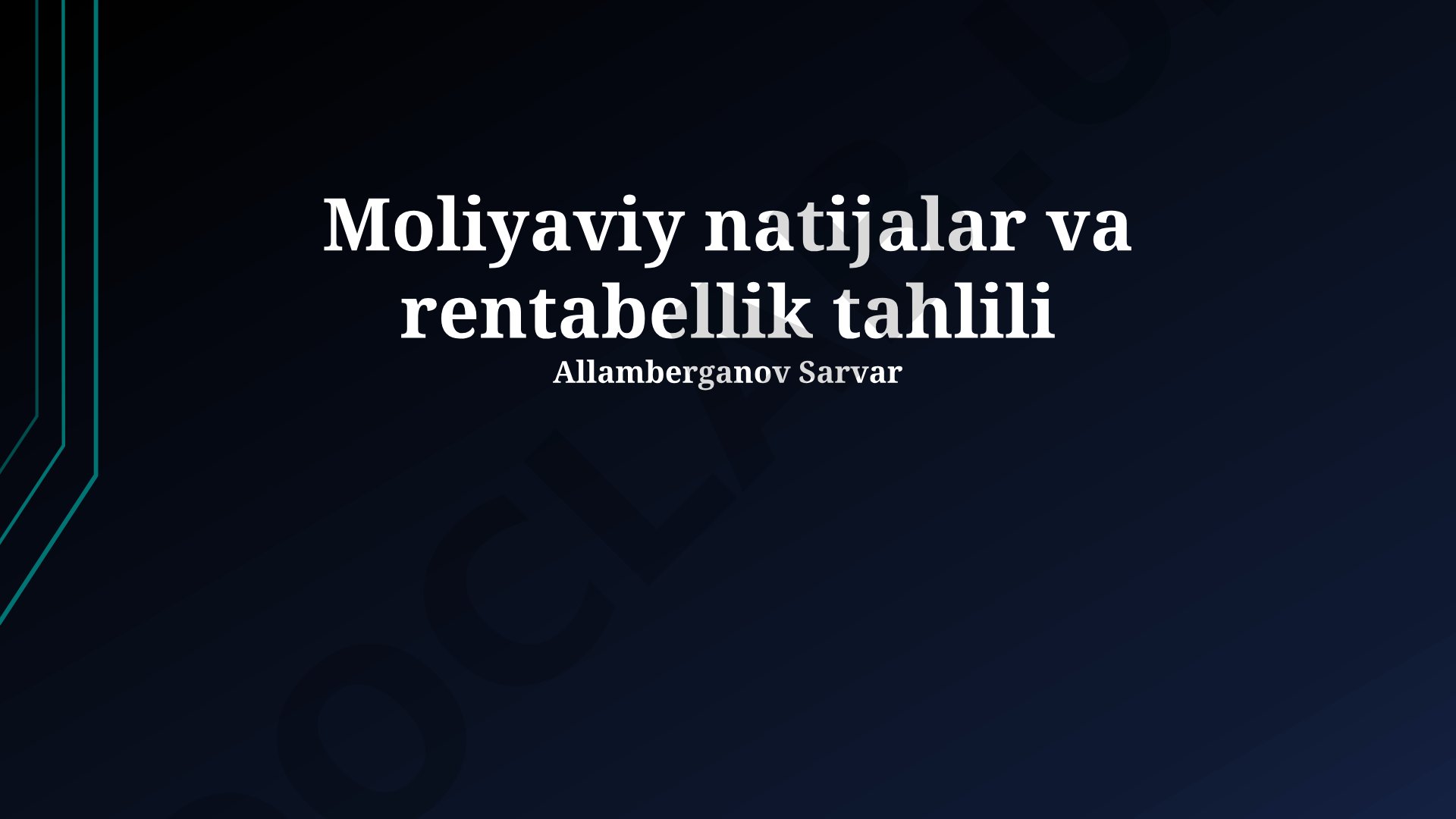 Moliyaviy natijalar va rentabellik tahlili