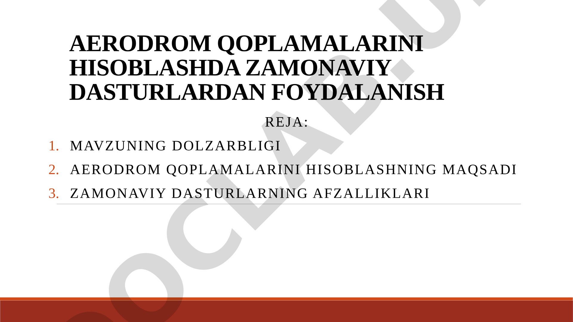 Aerodrom qoplamalarini hisoblashda zamonaviy dasturlardan foydalanish