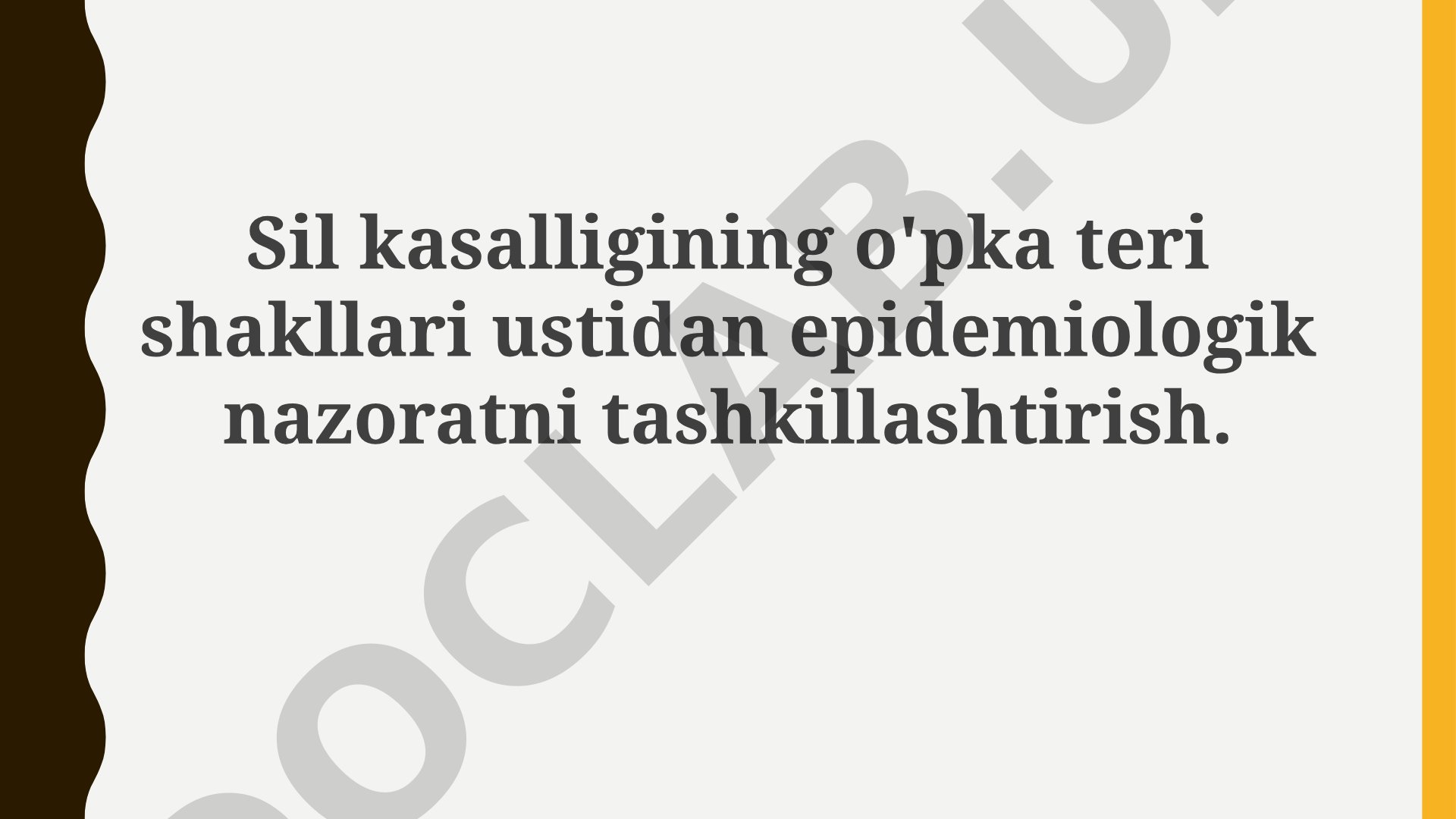 Sil kasalligining o'pka teri shakllari ustidan epidemiologik nazoratni tashkillashtirish