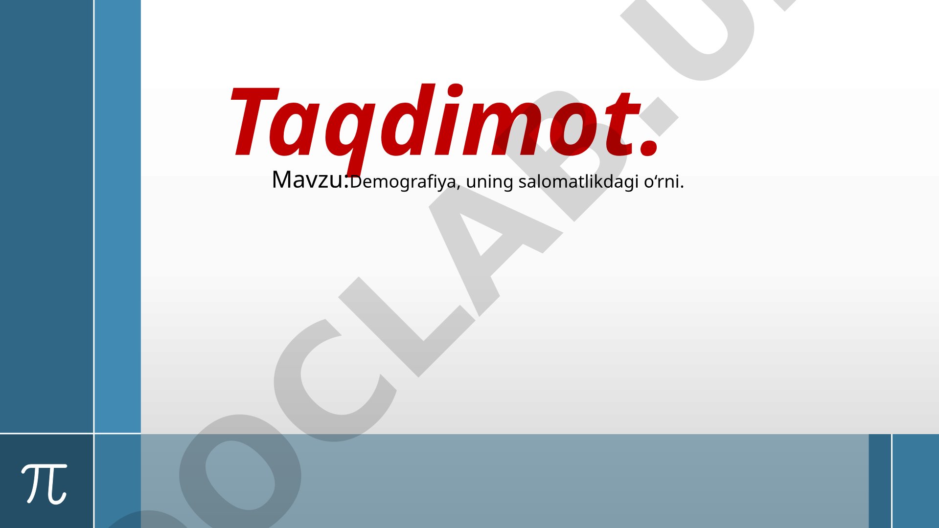 Demografiya, uning salomatlikdagi o'rni