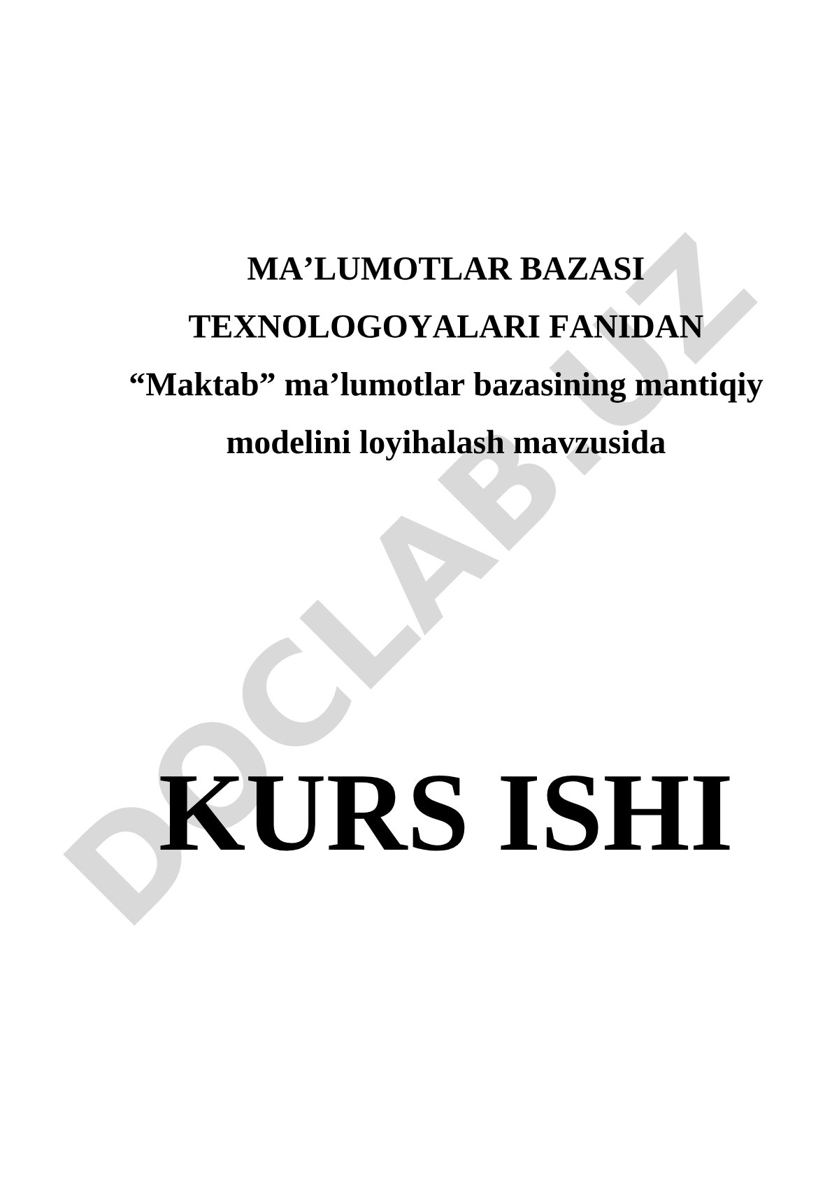 Maktab ma'lumotlar bazasining mantiqiy modelini loyihalash