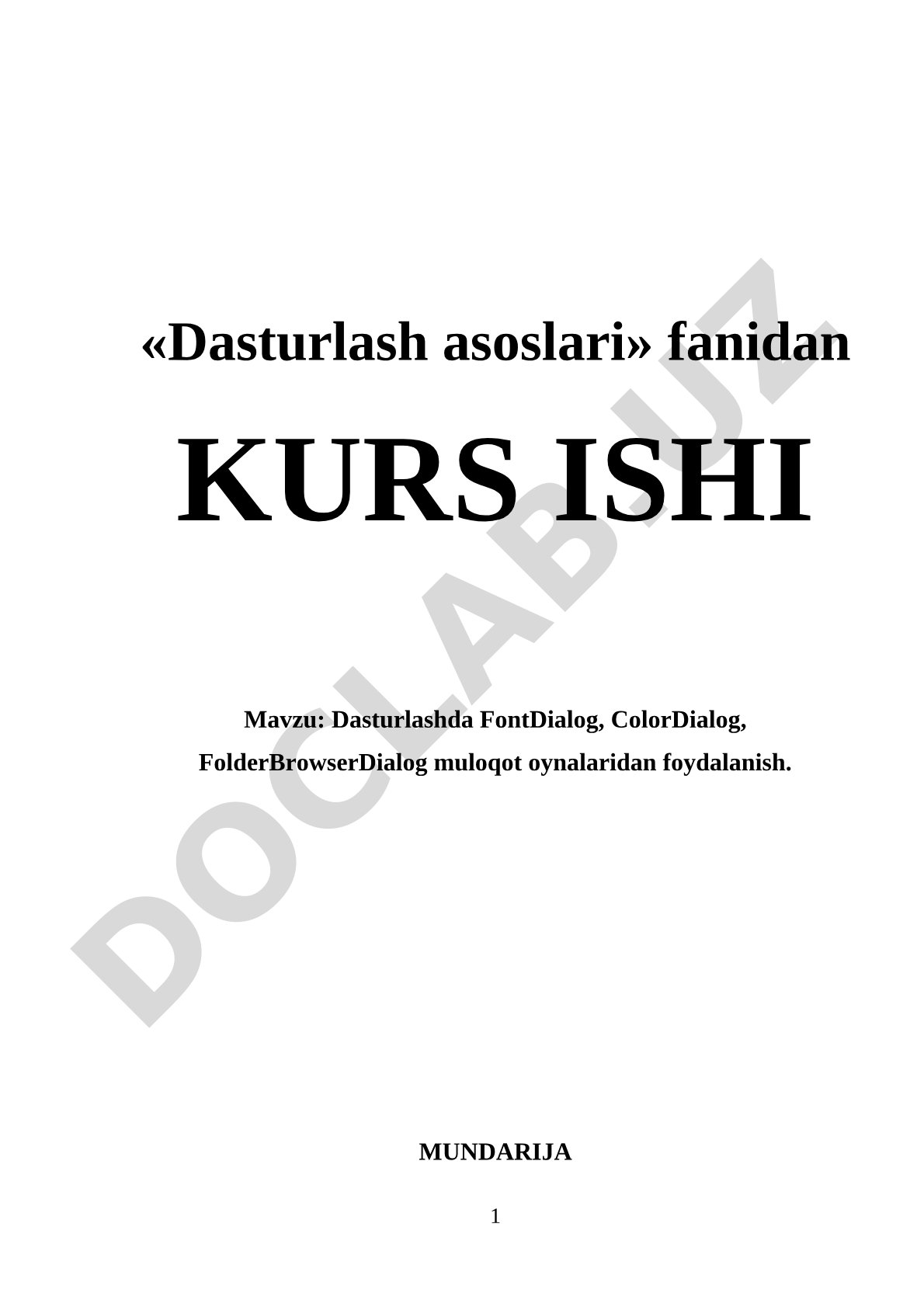 Dasturlashda FontDialog, ColorDialog, FolderBrowserDialog muloqot oynalaridan foydalanish