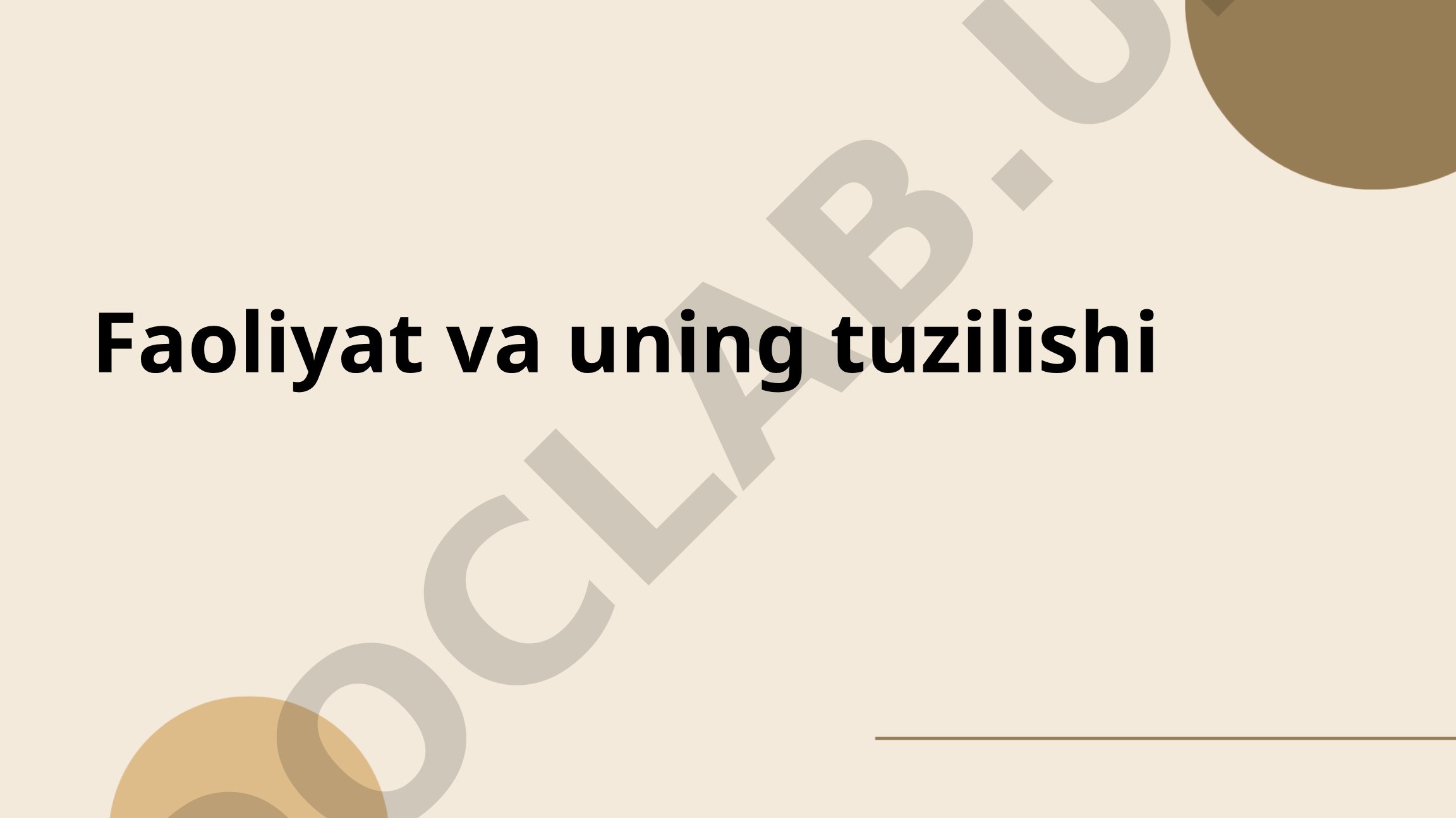 Faoliyat va uning tuzilishi