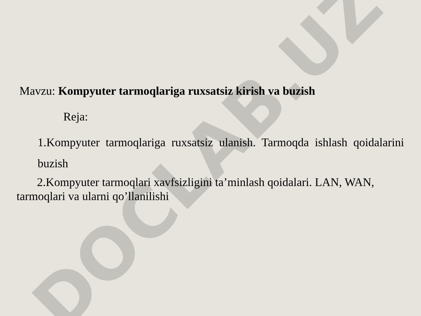 Kompyuter tarmoqlariga ruxsatsiz kirish va buzish