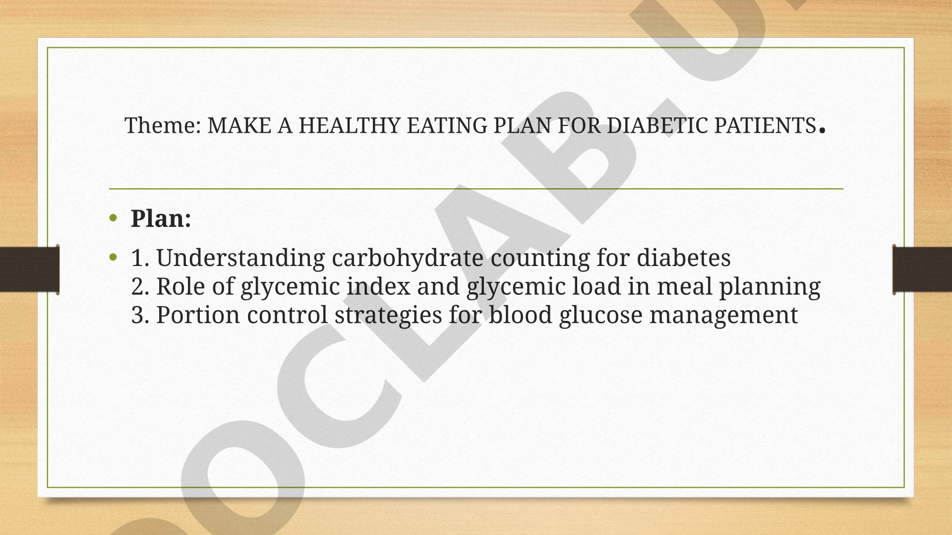 Healthy Eating Plan for Diabetic Patients