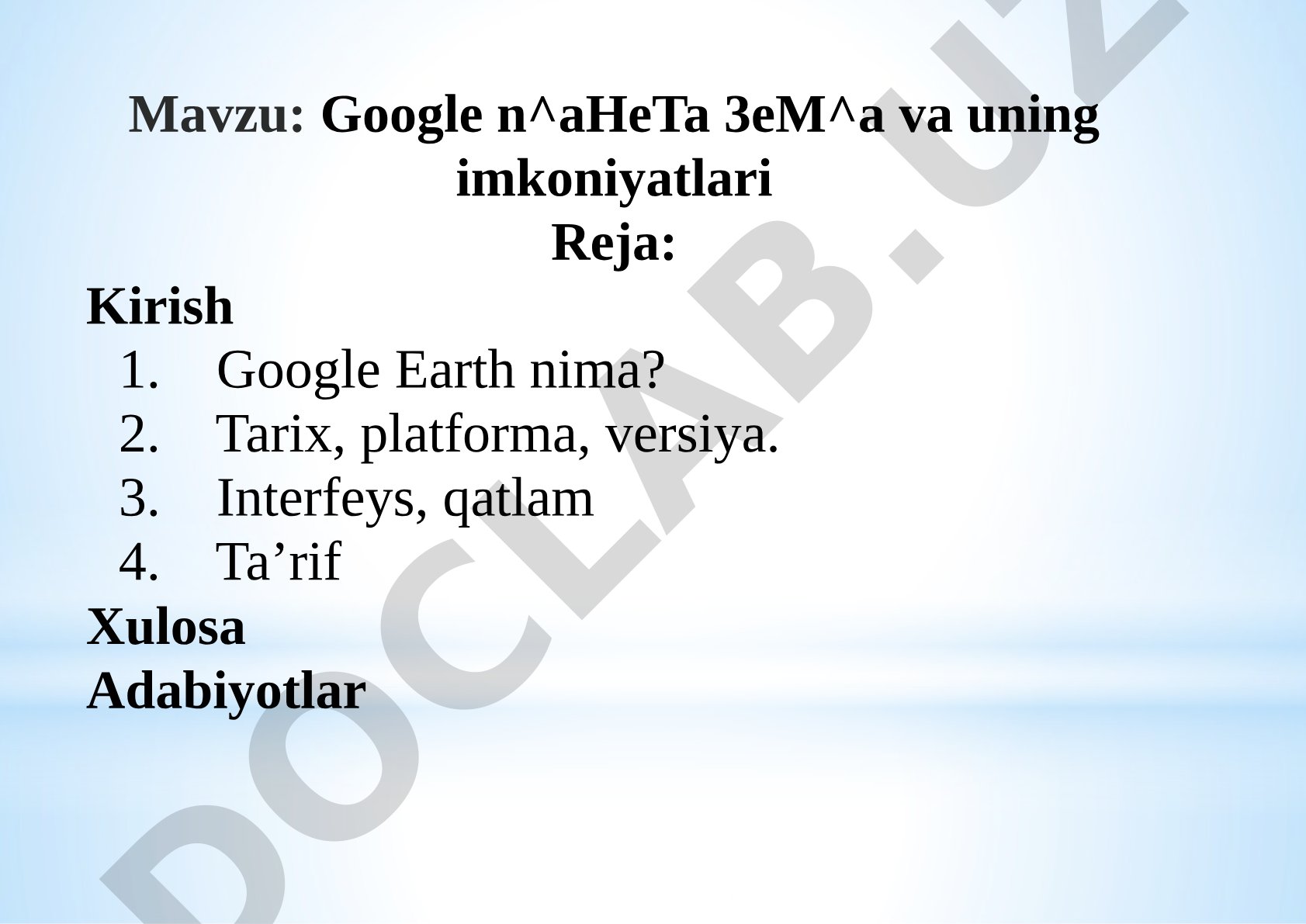 Google Earth va uning imkoniyatlari