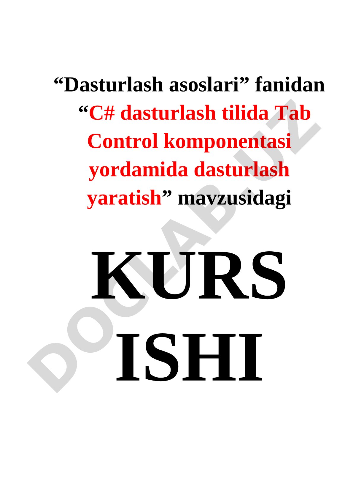 C# dasturlash tilida Tab Control komponentasi yordamida dasturlash yaratish